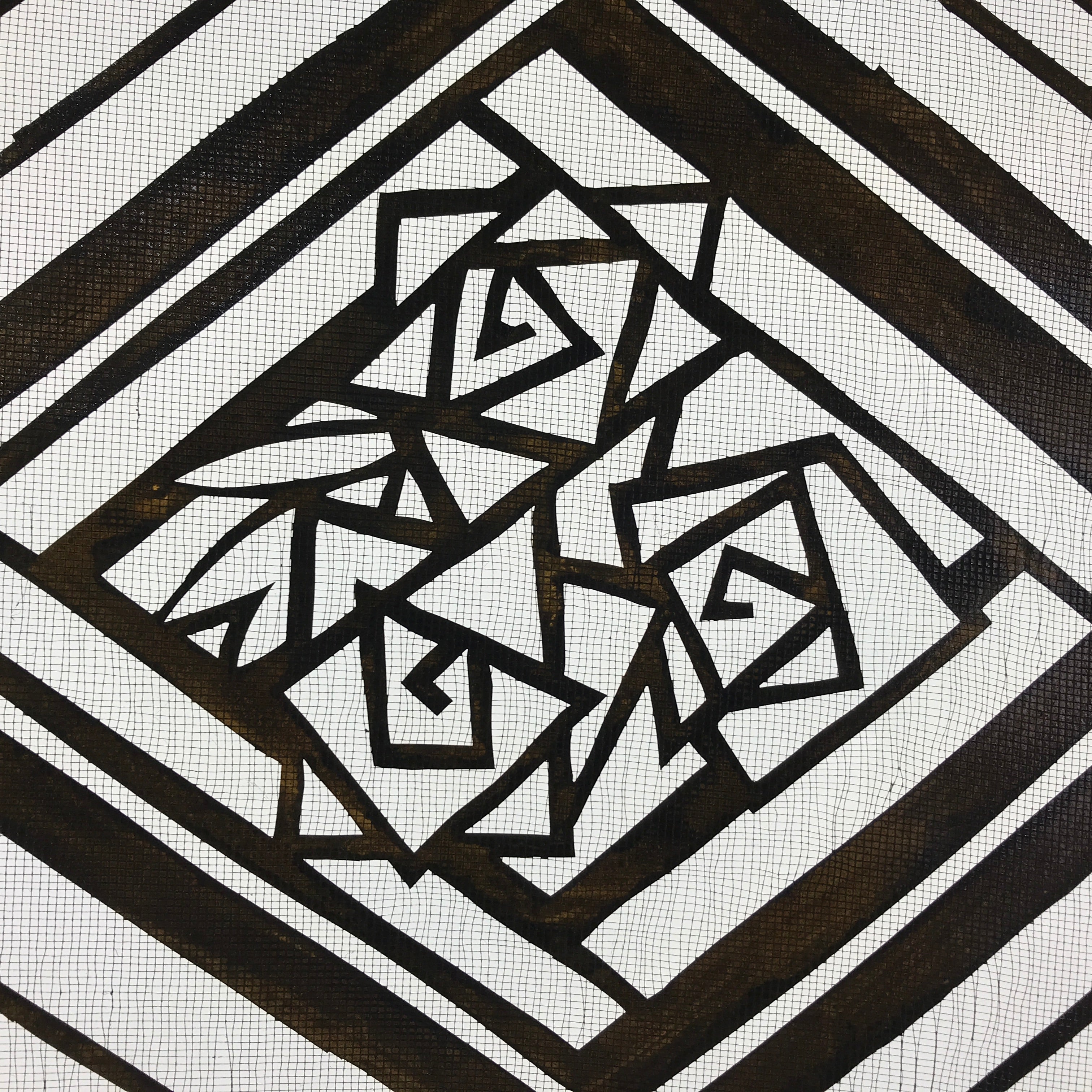 Antique Japanese Katagami Paper Kimono Stencil Katazome Geometric Rose A649