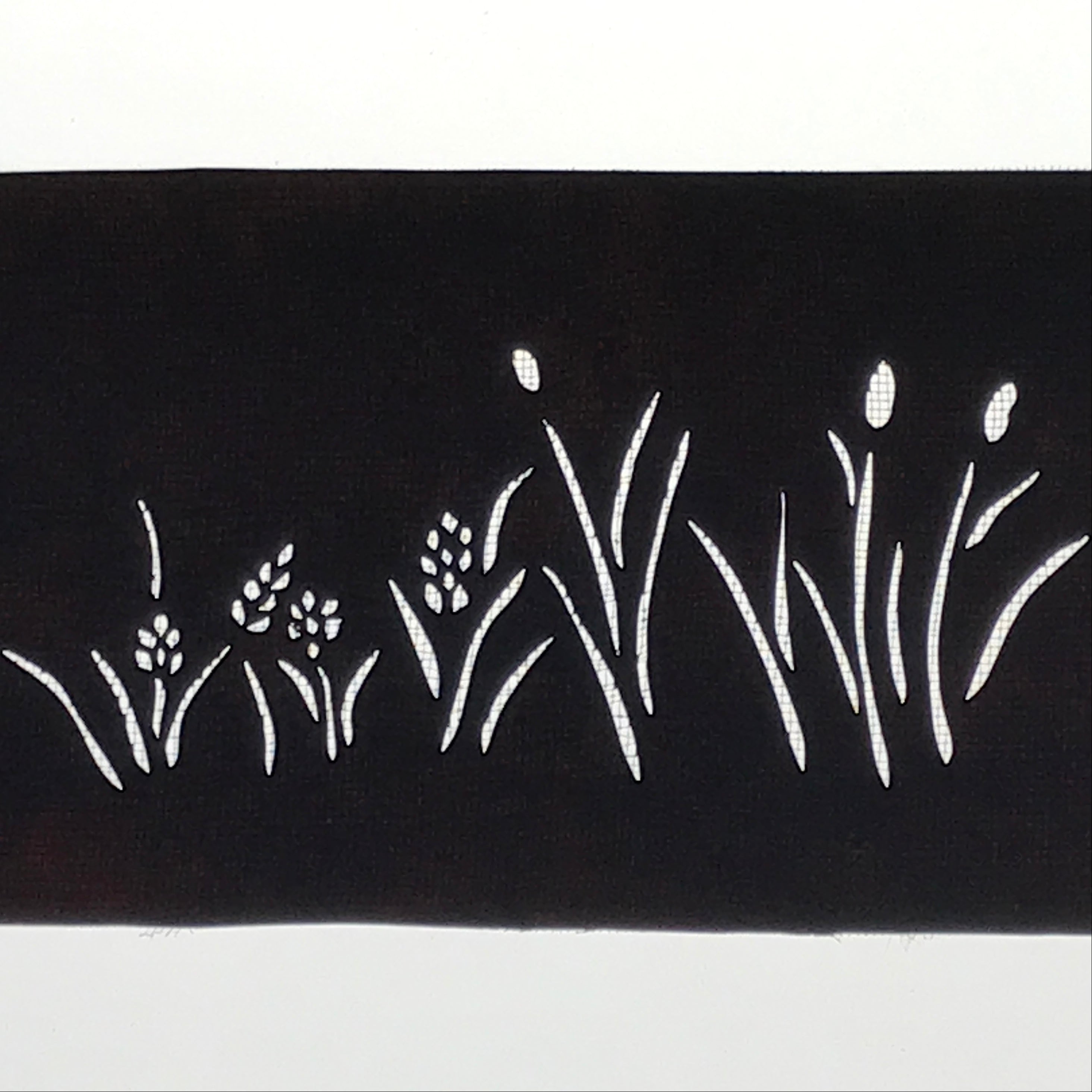 Antique Japanese Katagami Paper Kimono Stencil Katazome Grass Plant Design A763