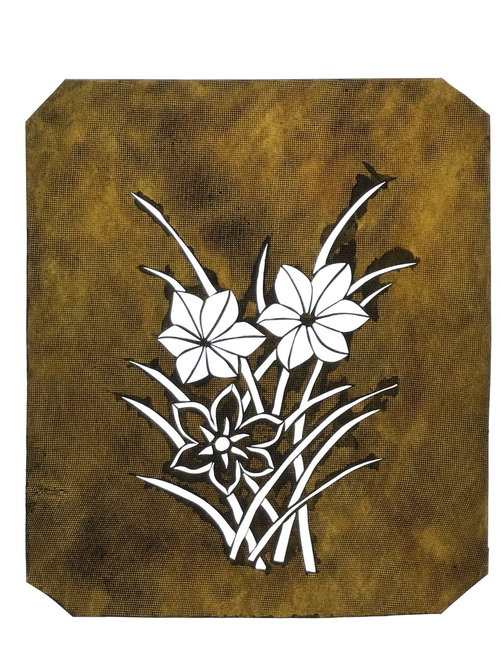 Antique Japanese Katagami Paper Kimono Stencil Katazome Hana Flower Design A777