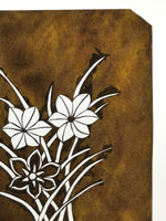 Antique Japanese Katagami Paper Kimono Stencil Katazome Hana Flower Design A777