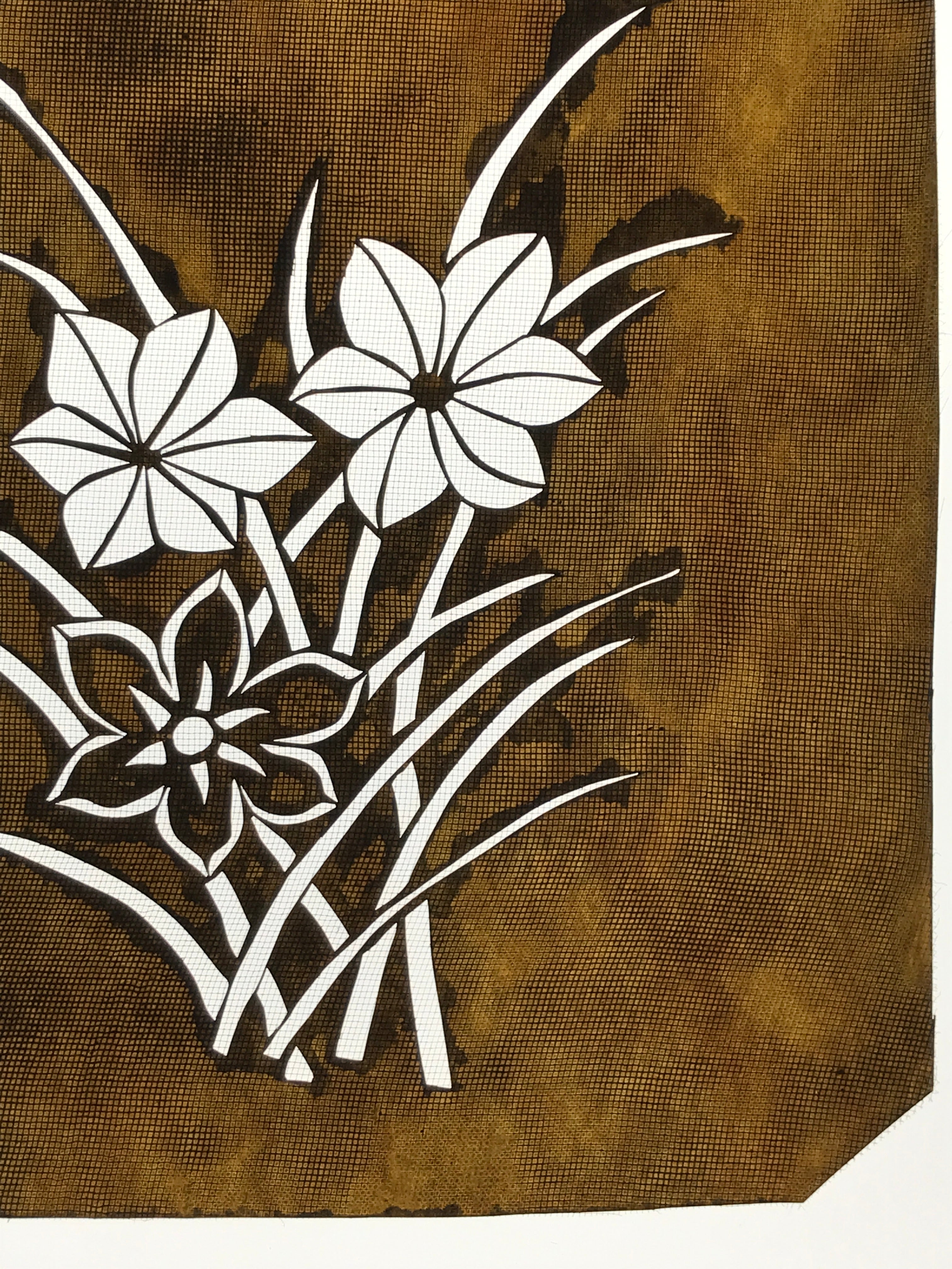 Antique Japanese Katagami Paper Kimono Stencil Katazome Hana Flower Design A777