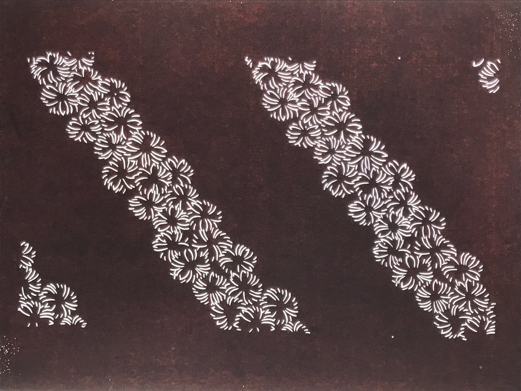 Antique Japanese Katagami Paper Kimono Stencil Katazome Hana Flower Pattern A757