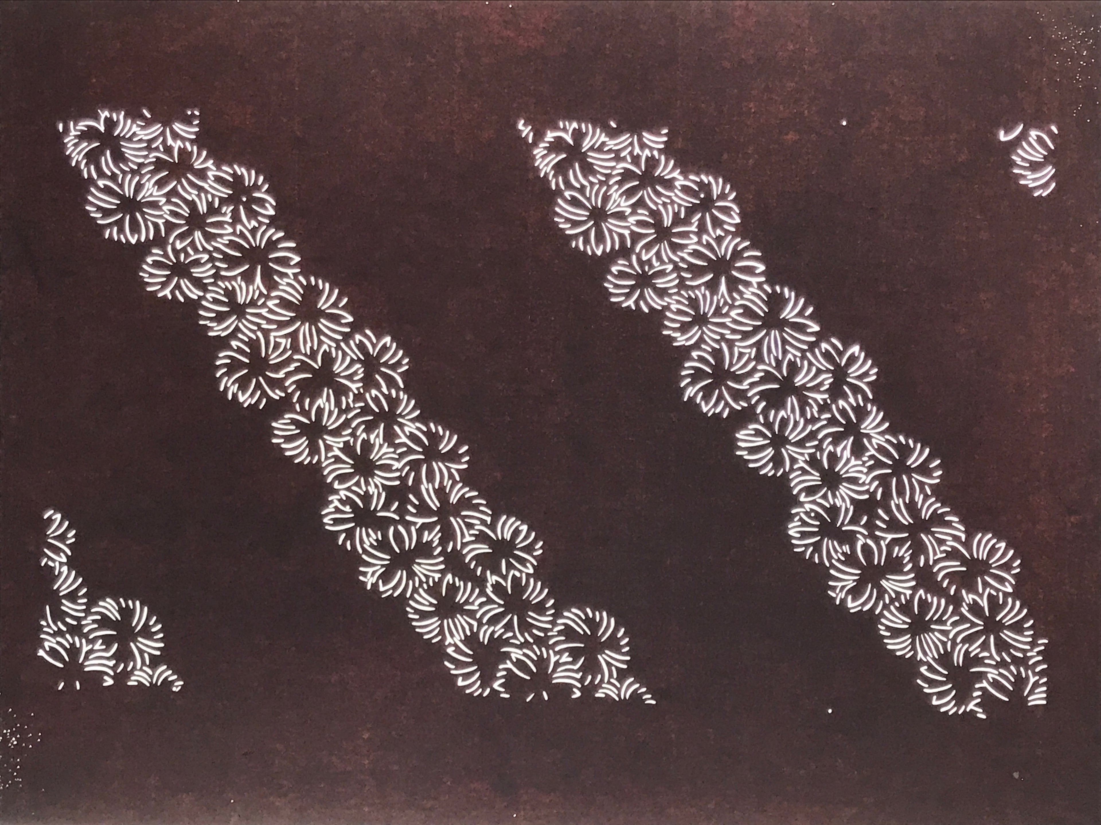 Antique Japanese Katagami Paper Kimono Stencil Katazome Hana Flower Pattern A757