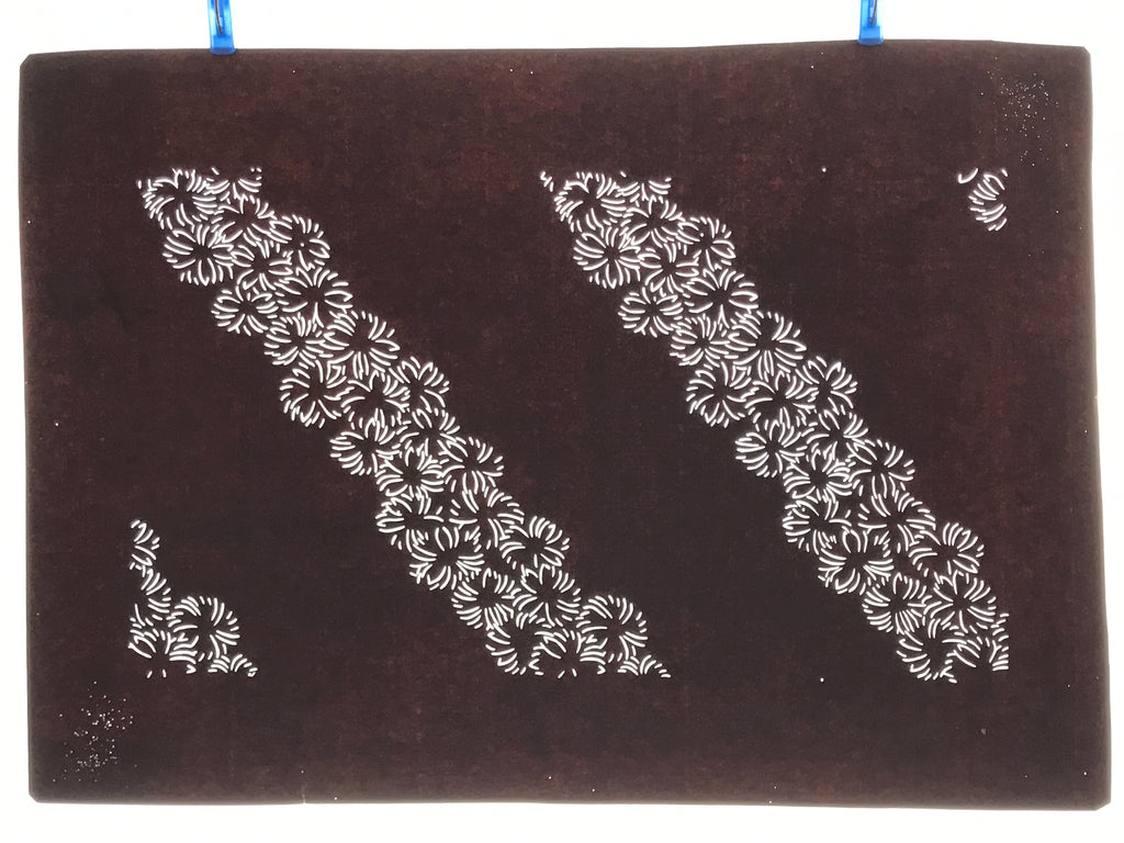 Antique Japanese Katagami Paper Kimono Stencil Katazome Hana Flower Pattern A757