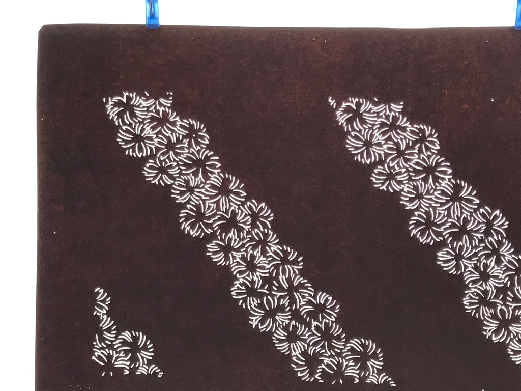 Antique Japanese Katagami Paper Kimono Stencil Katazome Hana Flower Pattern A757