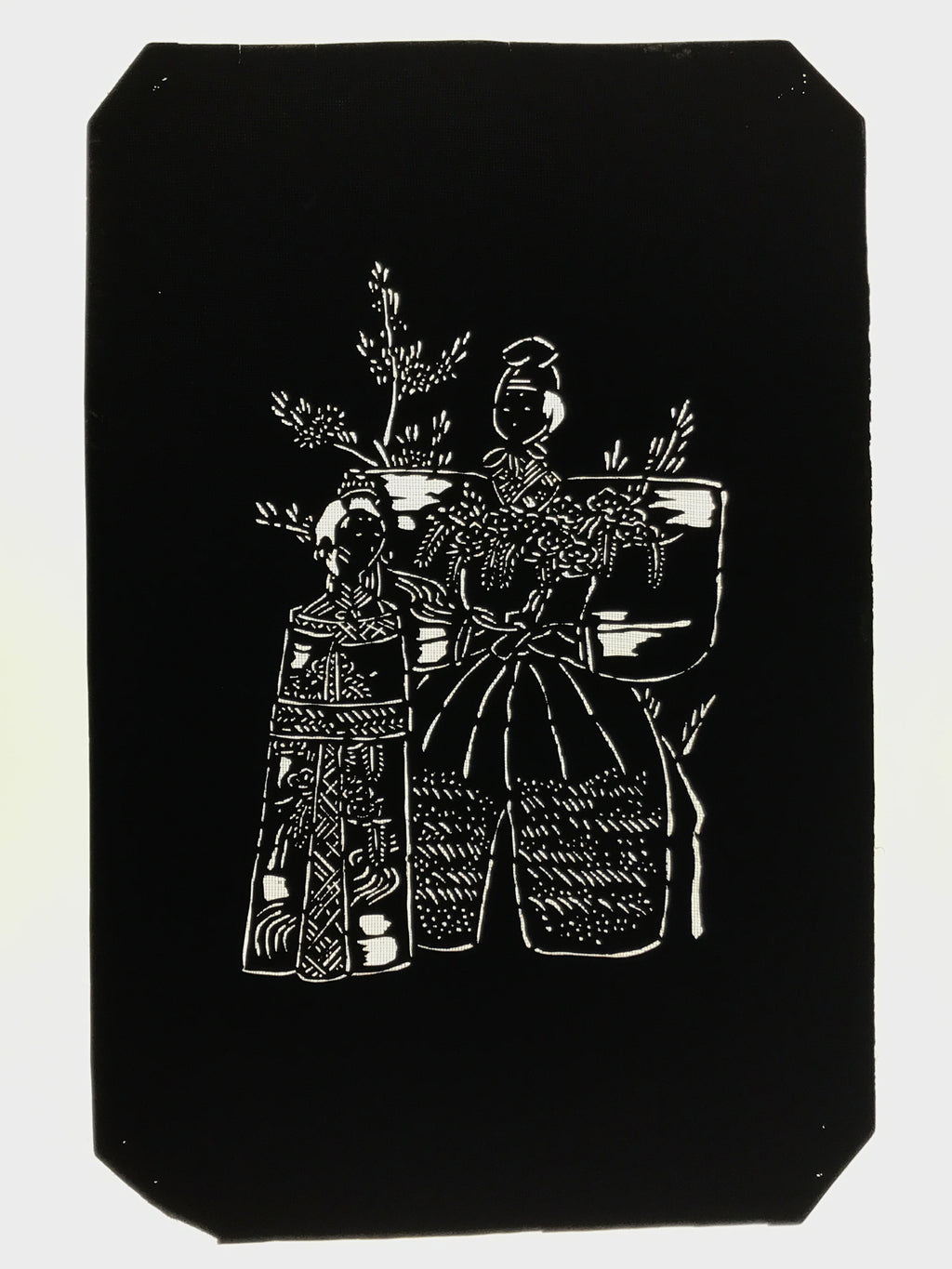 Antique Japanese Katagami Paper Kimono Stencil Katazome Hina Tachibina A807