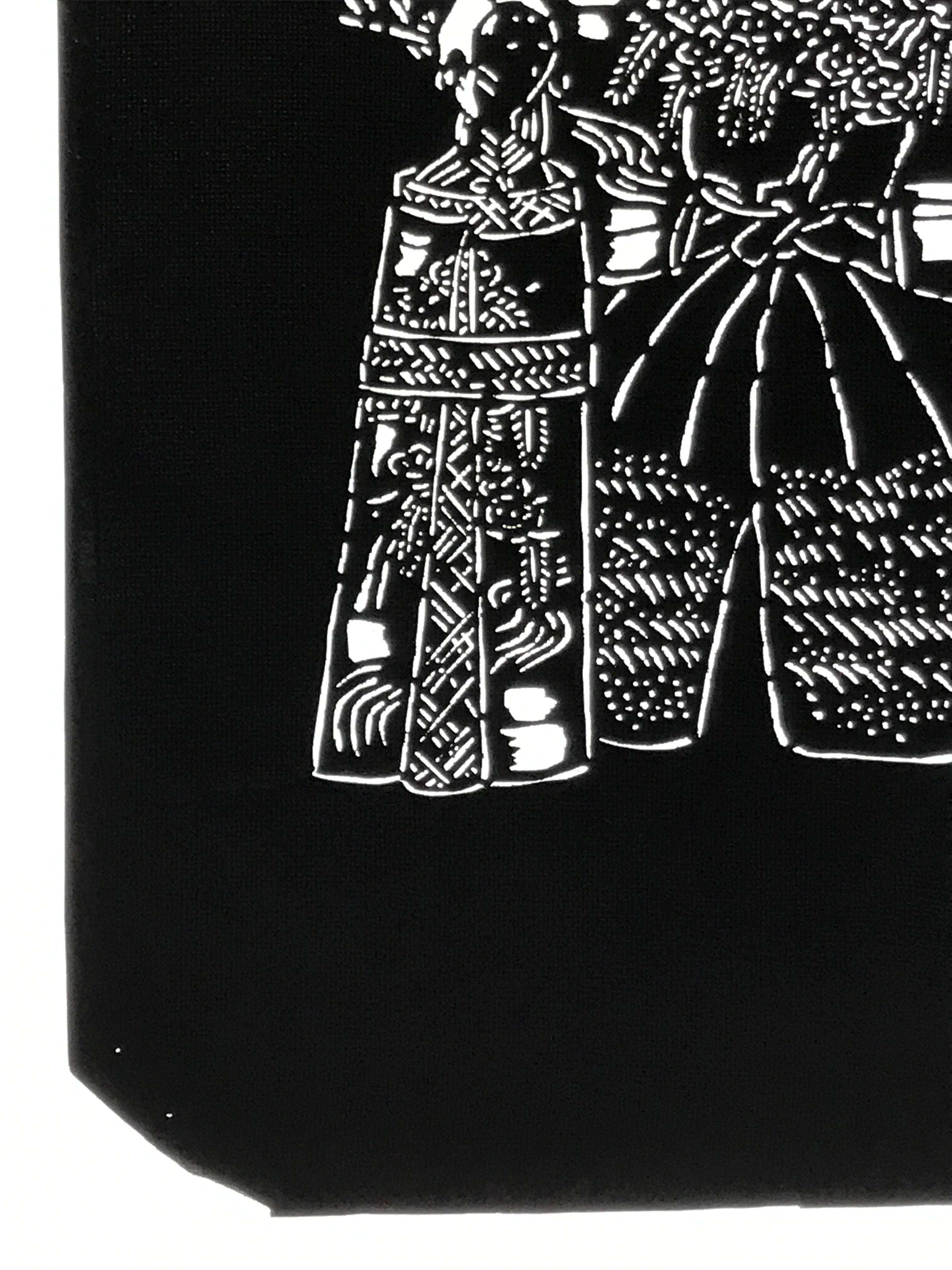 Antique Japanese Katagami Paper Kimono Stencil Katazome Hina Tachibina A807