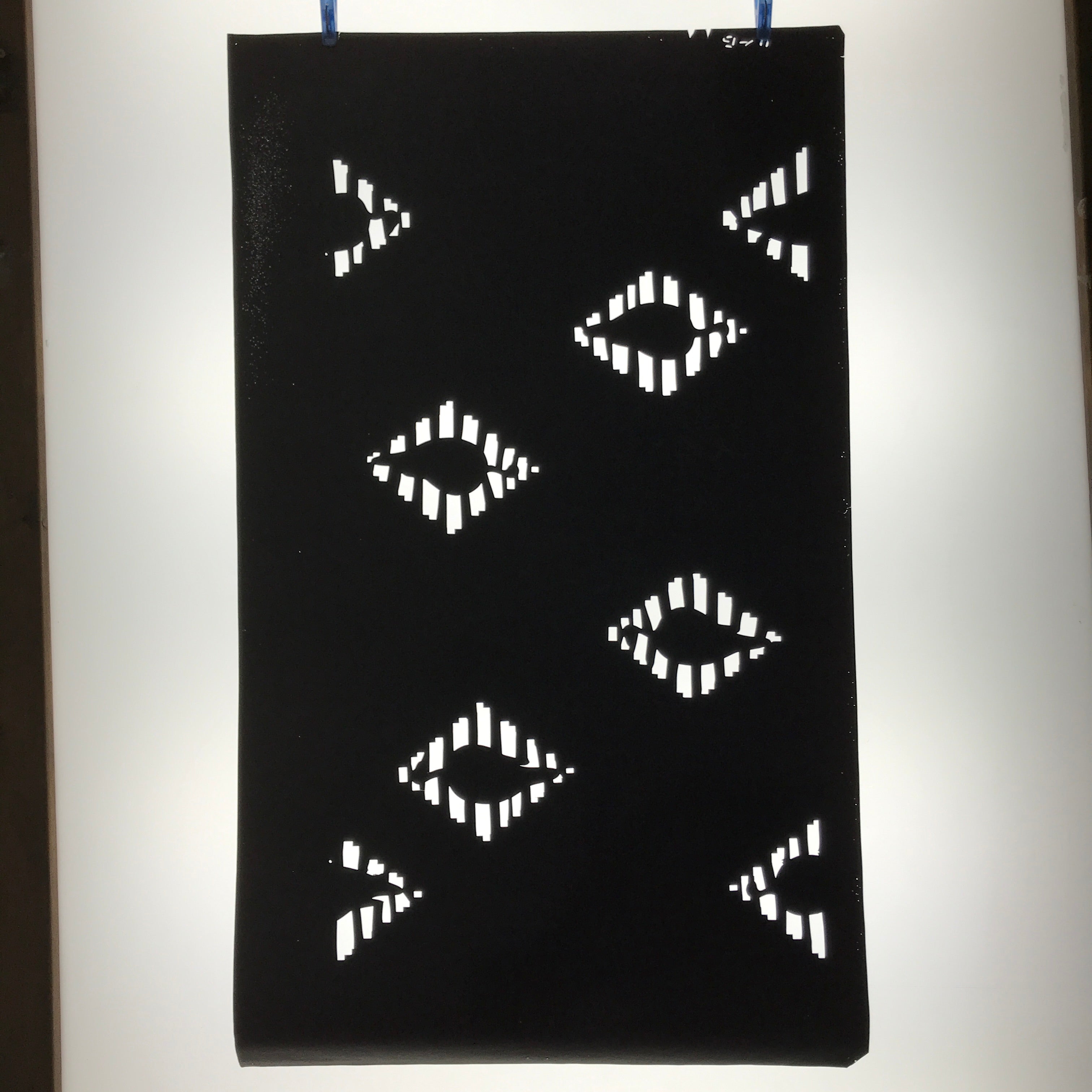 Antique Japanese Katagami Paper Kimono Stencil Katazome Hishi Bird Design C955