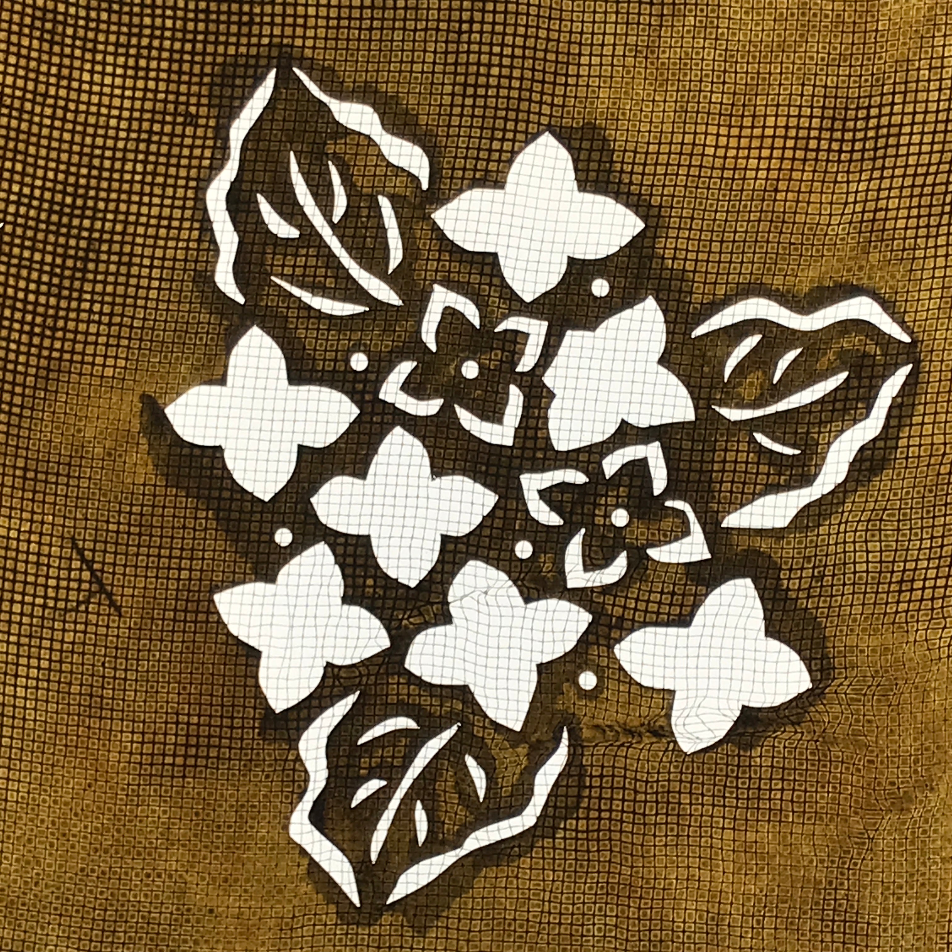 Antique Japanese Katagami Paper Kimono Stencil Katazome Hydrangea Ajisai A787