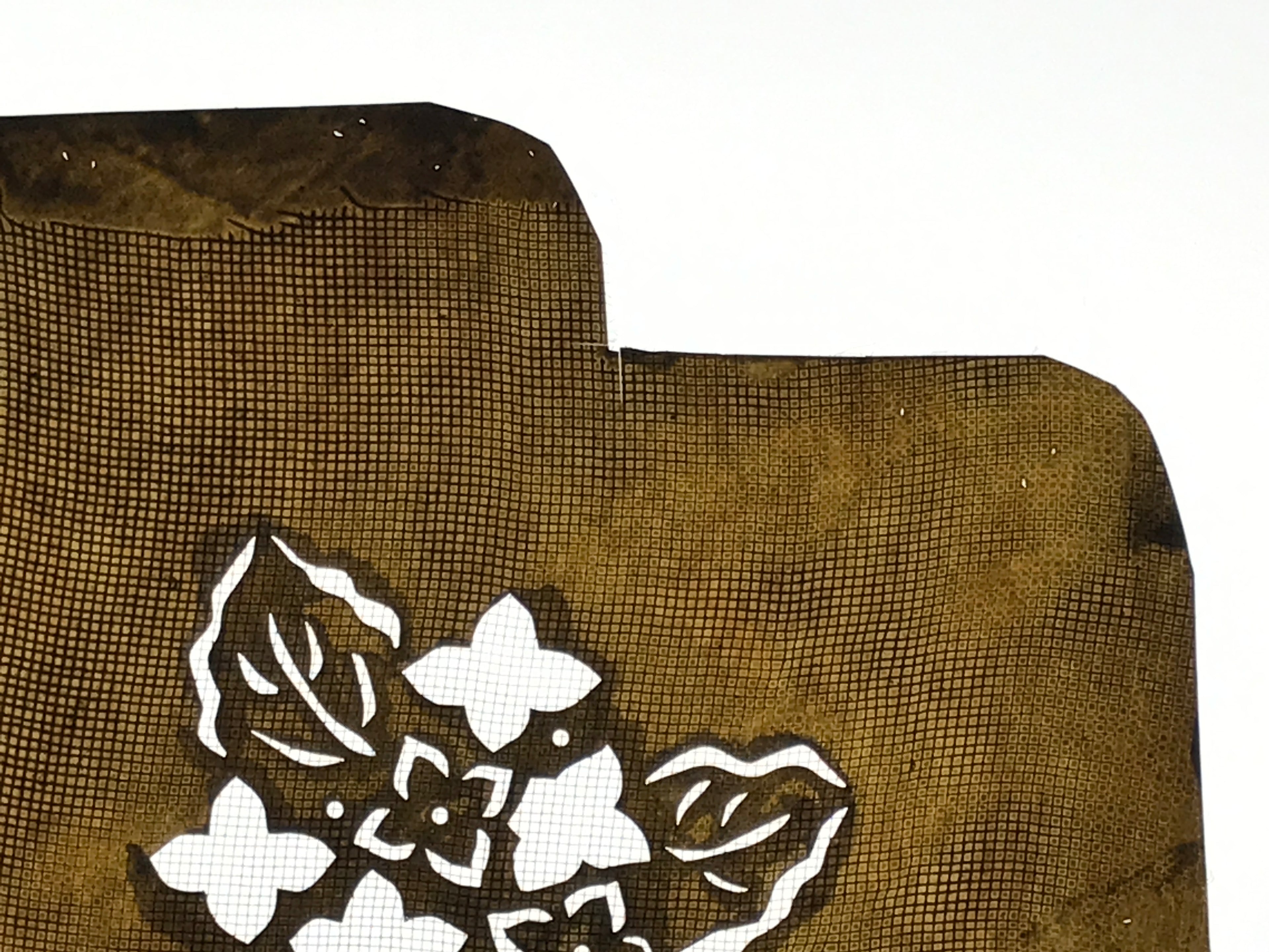 Antique Japanese Katagami Paper Kimono Stencil Katazome Hydrangea Ajisai A787