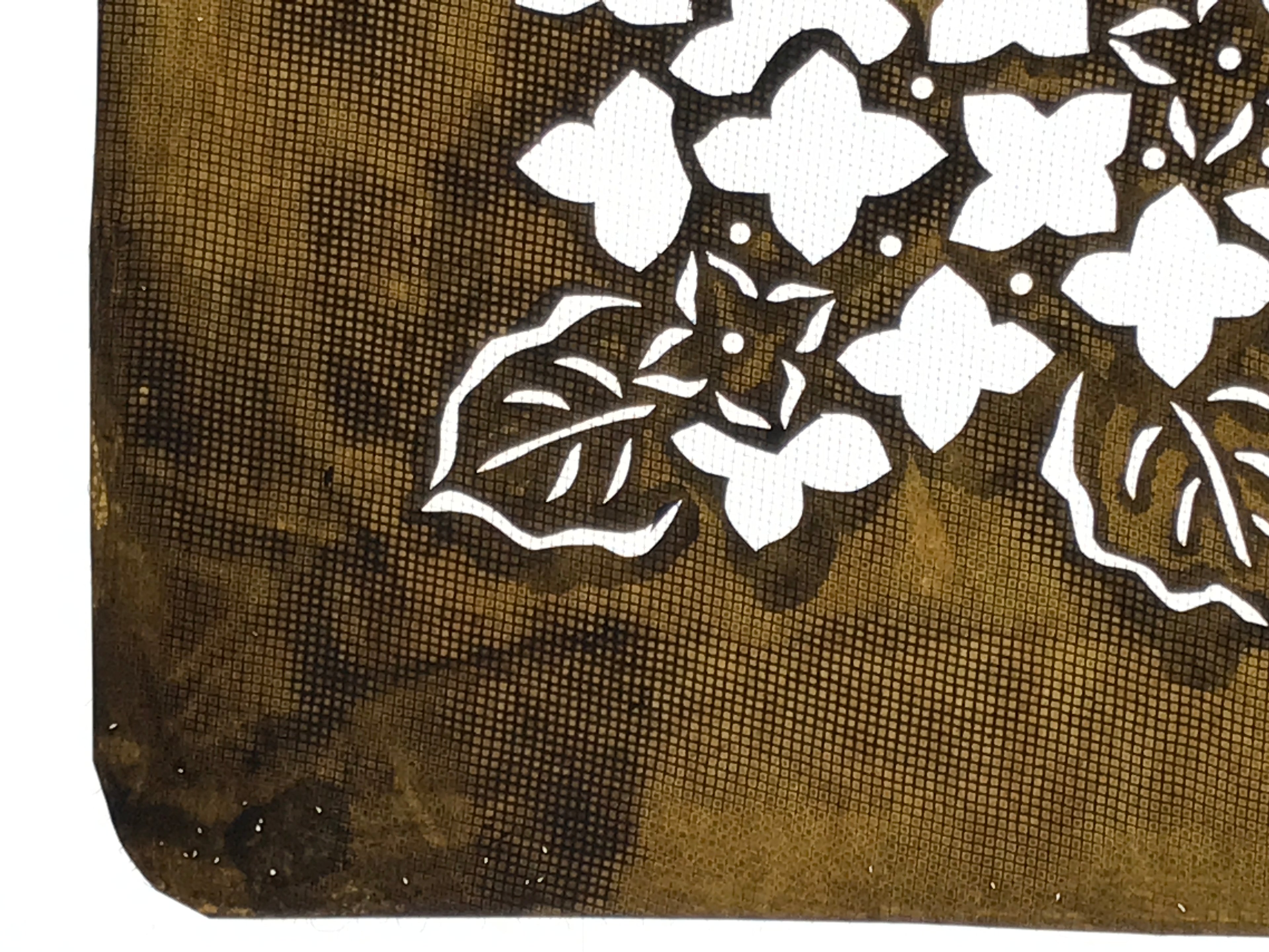 Antique Japanese Katagami Paper Kimono Stencil Katazome Hydrangea Ajisai A787