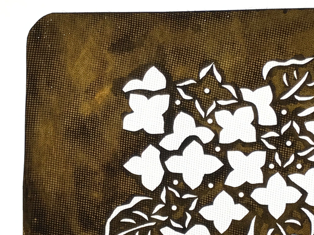 Antique Japanese Katagami Paper Kimono Stencil Katazome Hydrangea Ajisai A787