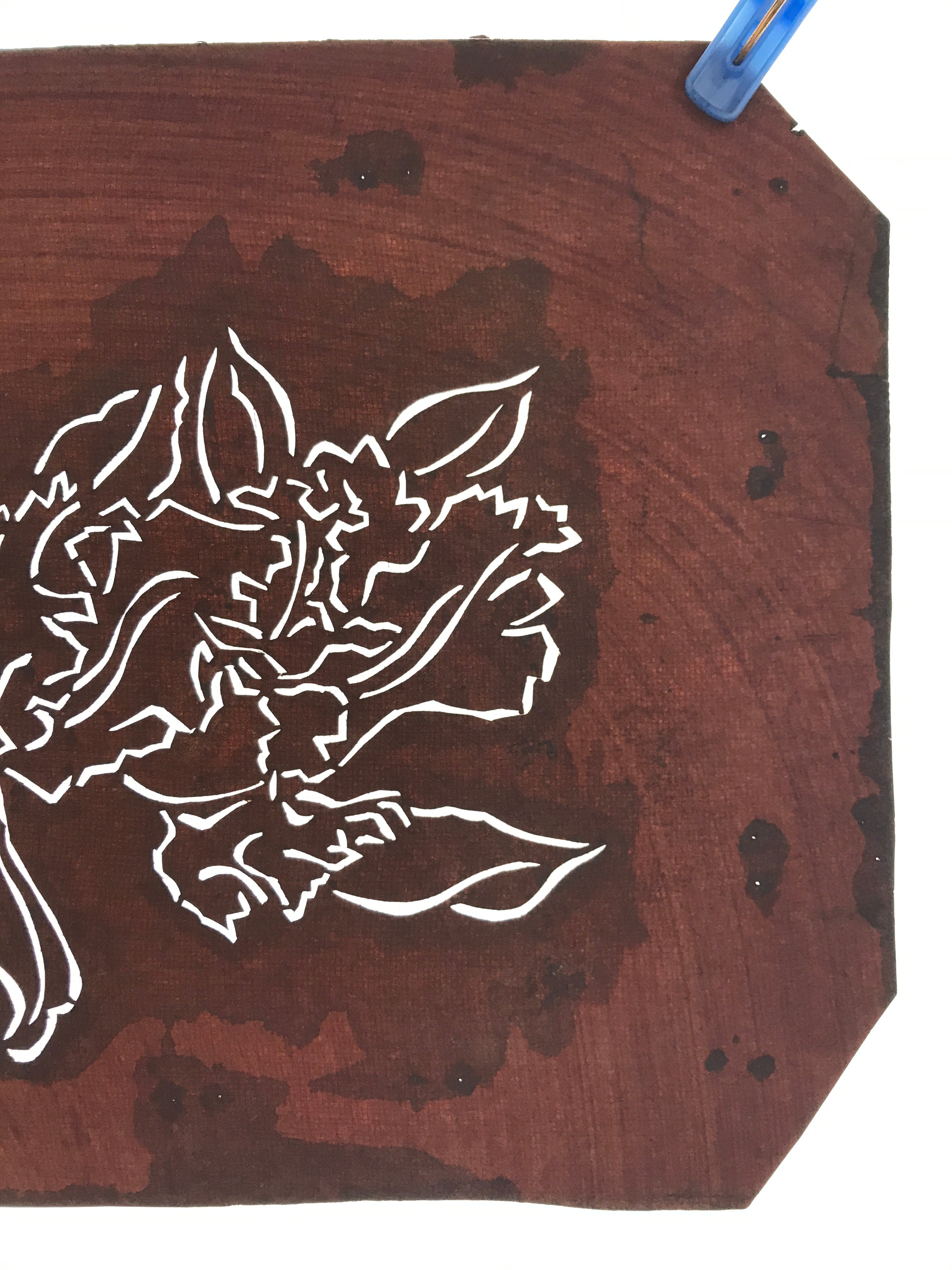 Antique Japanese Katagami Paper Kimono Stencil Katazome Iris Ayame Flower A674