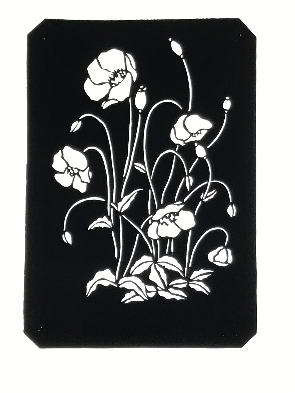 Antique Japanese Katagami Paper Kimono Stencil Katazome Keshi Poppy Flower A762