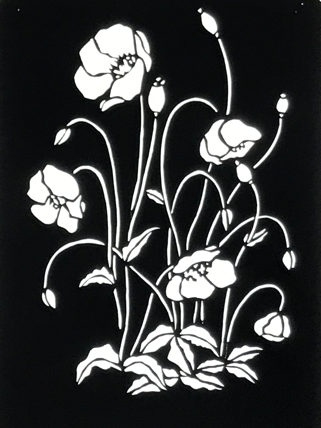 Antique Japanese Katagami Paper Kimono Stencil Katazome Keshi Poppy Flower A762