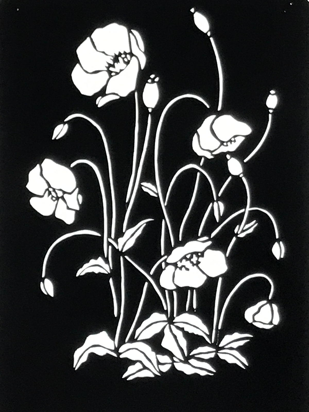 Antique Japanese Katagami Paper Kimono Stencil Katazome Keshi Poppy Flower A762