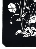 Antique Japanese Katagami Paper Kimono Stencil Katazome Keshi Poppy Flower A762