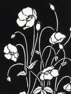 Antique Japanese Katagami Paper Kimono Stencil Katazome Keshi Poppy Flower A762