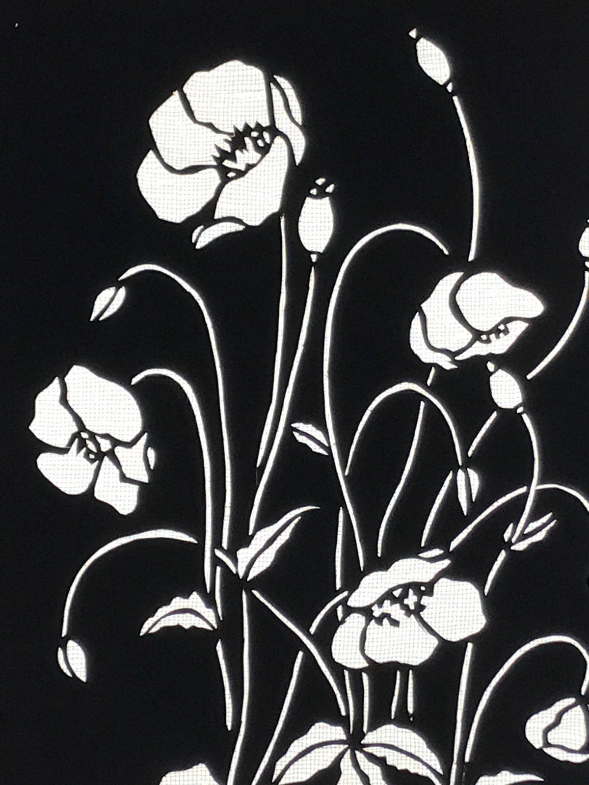 Antique Japanese Katagami Paper Kimono Stencil Katazome Keshi Poppy Flower A762