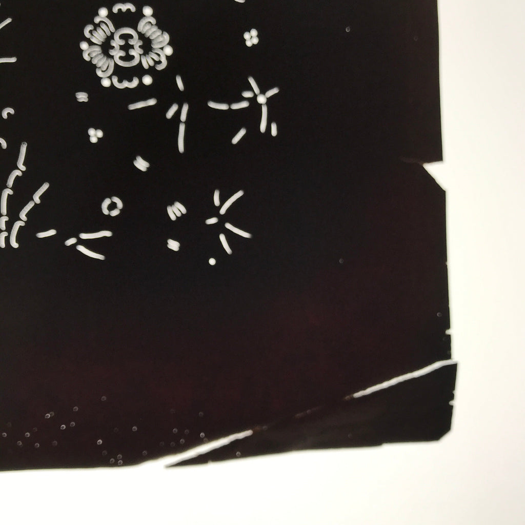 Antique Japanese Katagami Paper Kimono Stencil Katazome Kirin Crane Floral C906