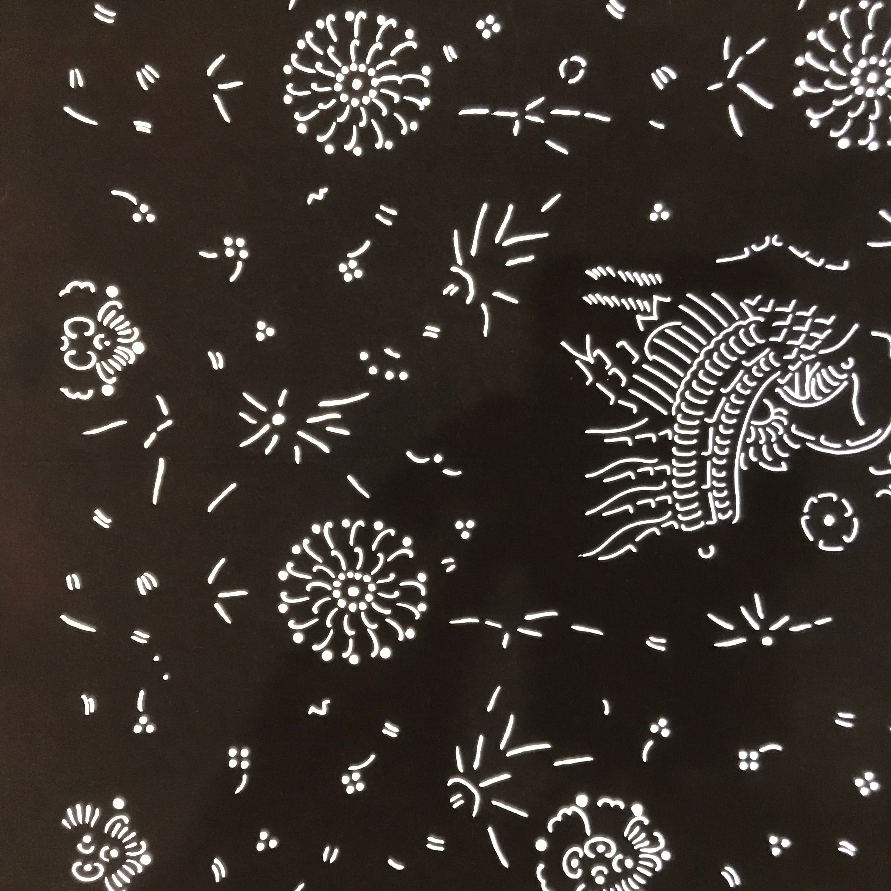 Antique Japanese Katagami Paper Kimono Stencil Katazome Kirin Crane Floral C906