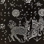 Antique Japanese Katagami Paper Kimono Stencil Katazome Kirin Crane Floral C906