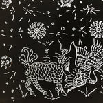 Antique Japanese Katagami Paper Kimono Stencil Katazome Kirin Crane Floral C906