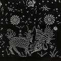 Antique Japanese Katagami Paper Kimono Stencil Katazome Kirin Crane Floral C906