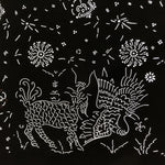 Antique Japanese Katagami Paper Kimono Stencil Katazome Kirin Crane Floral C906