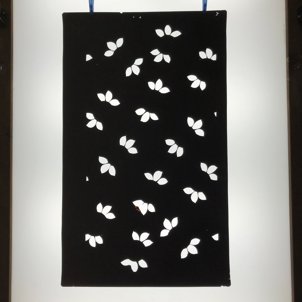 Antique Japanese Katagami Paper Kimono Stencil Katazome Large Leaves Design C954