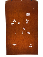Antique Japanese Katagami Paper Kimono Stencil Katazome Leaf Flower Design C970