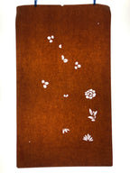 Antique Japanese Katagami Paper Kimono Stencil Katazome Leaf Flower Design C971