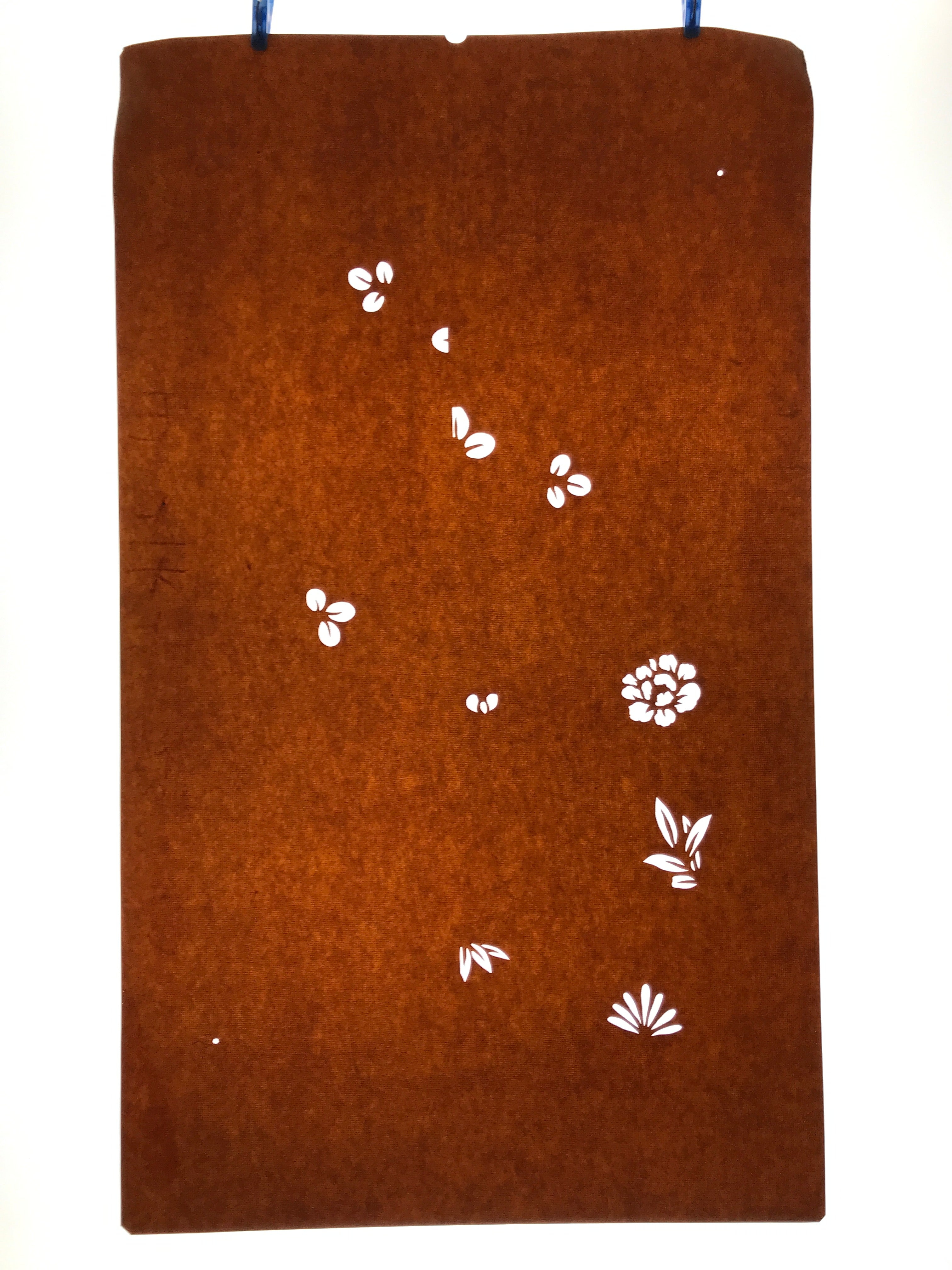Antique Japanese Katagami Paper Kimono Stencil Katazome Leaf Flower Design C971