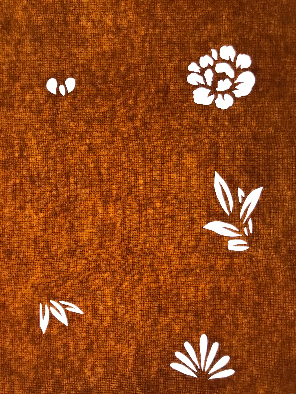 Antique Japanese Katagami Paper Kimono Stencil Katazome Leaf Flower Design C971