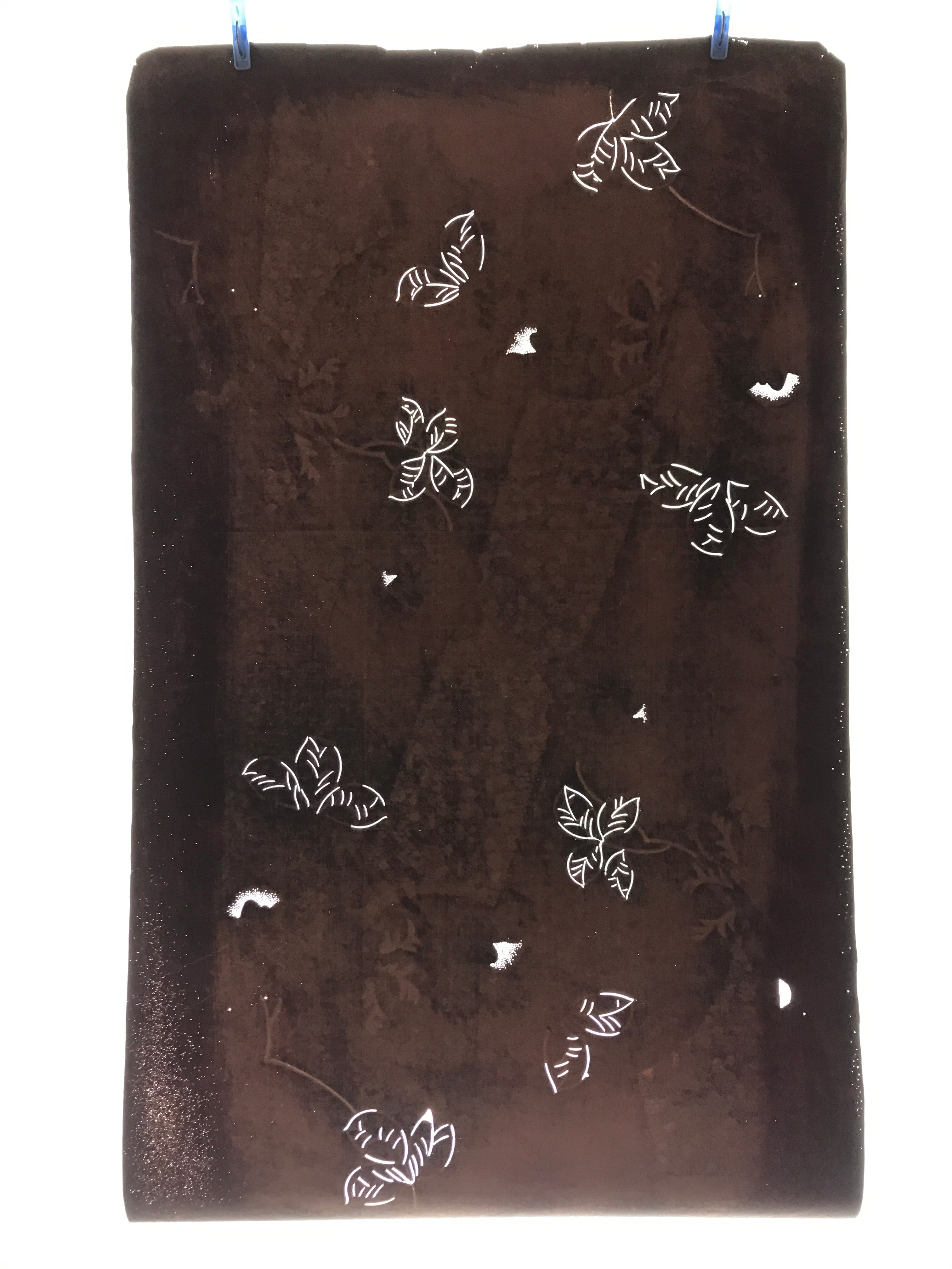 Antique Japanese Katagami Paper Kimono Stencil Katazome Leaf Pattern C899