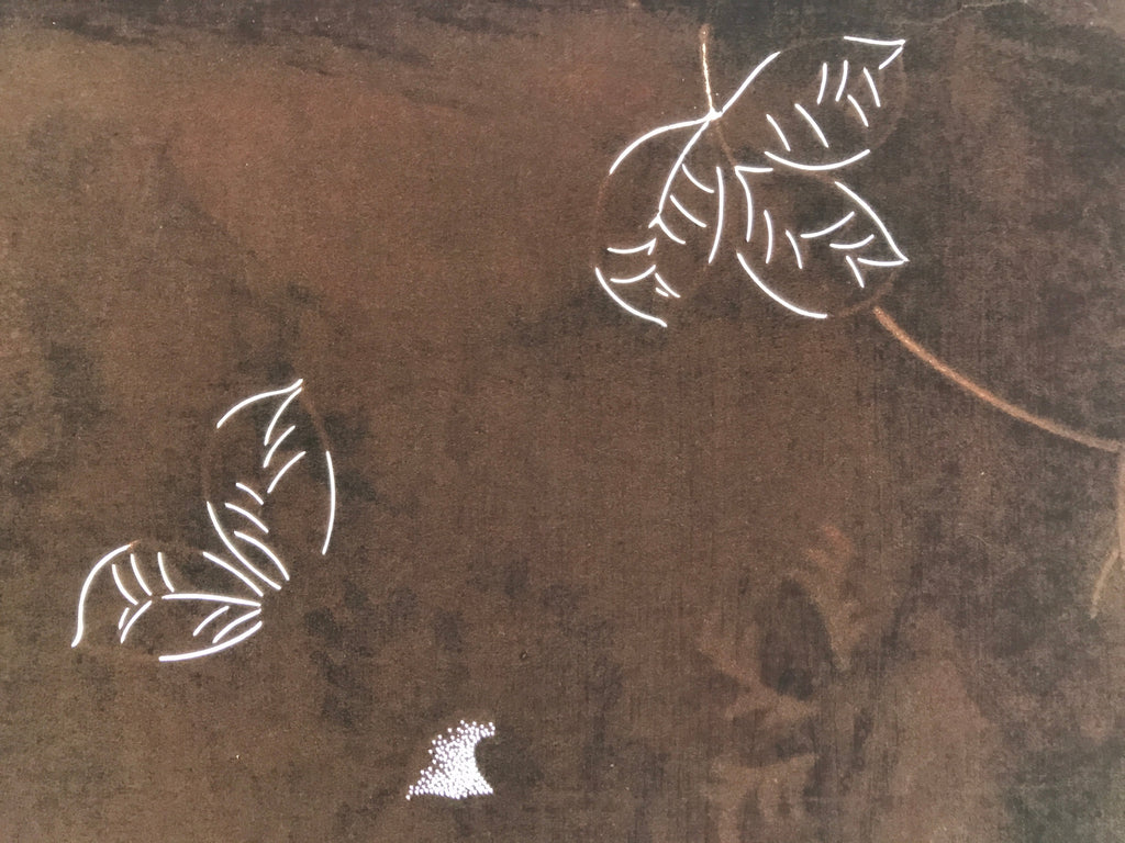 Antique Japanese Katagami Paper Kimono Stencil Katazome Leaf Pattern C899