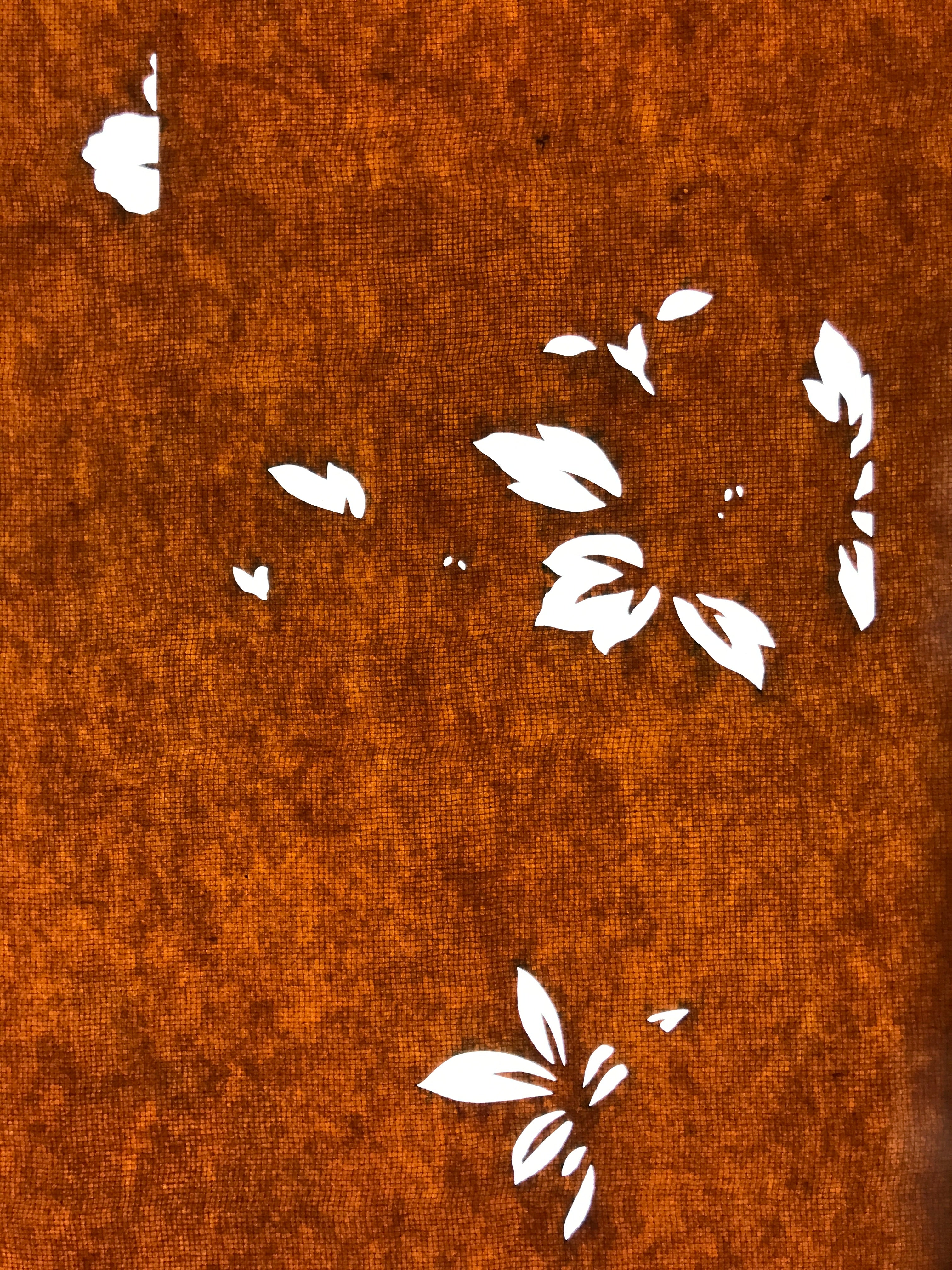 Antique Japanese Katagami Paper Kimono Stencil Katazome Leaf Plant Design C960