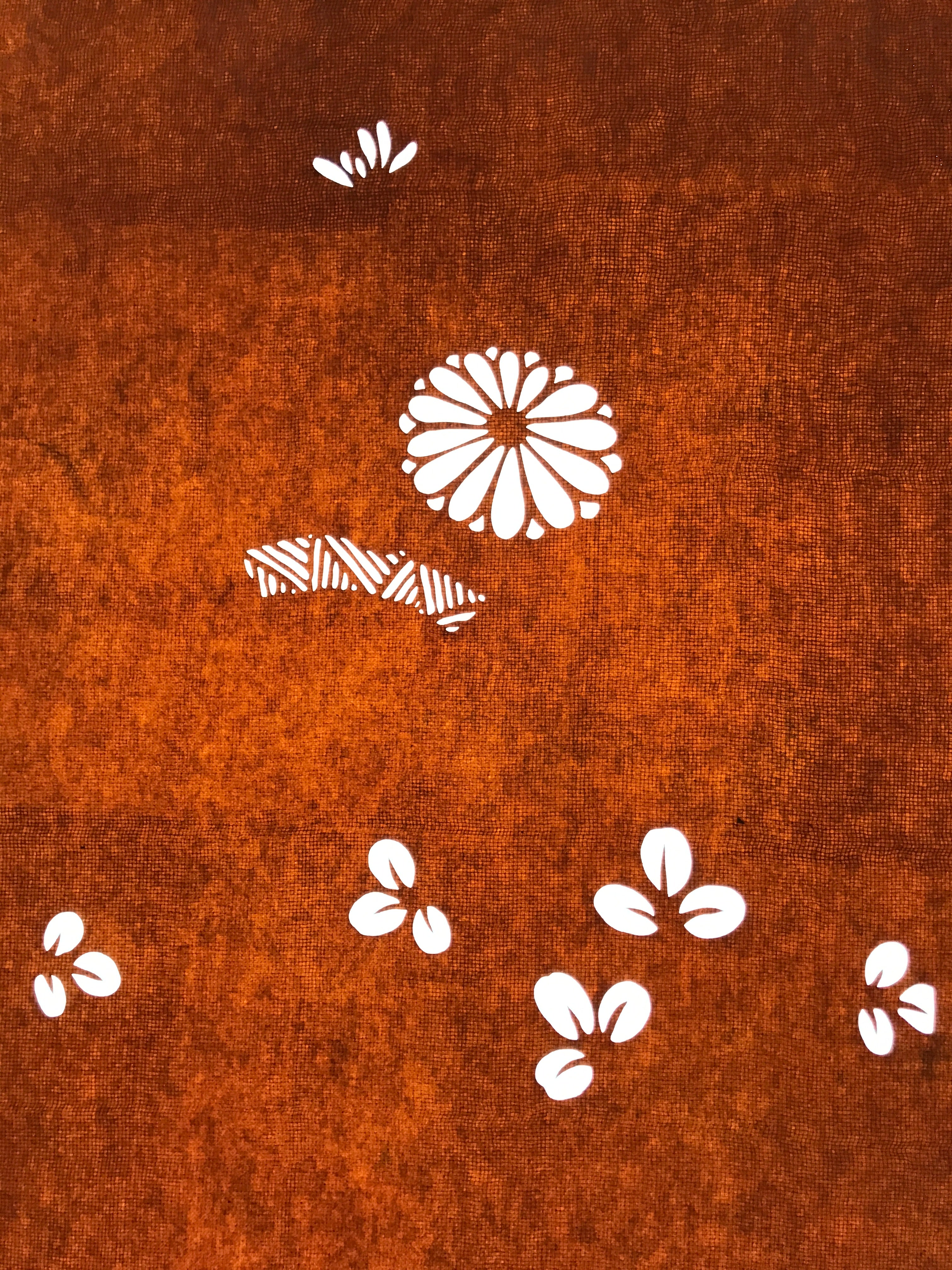 Antique Japanese Katagami Paper Kimono Stencil Katazome Leaf Plant Design C969