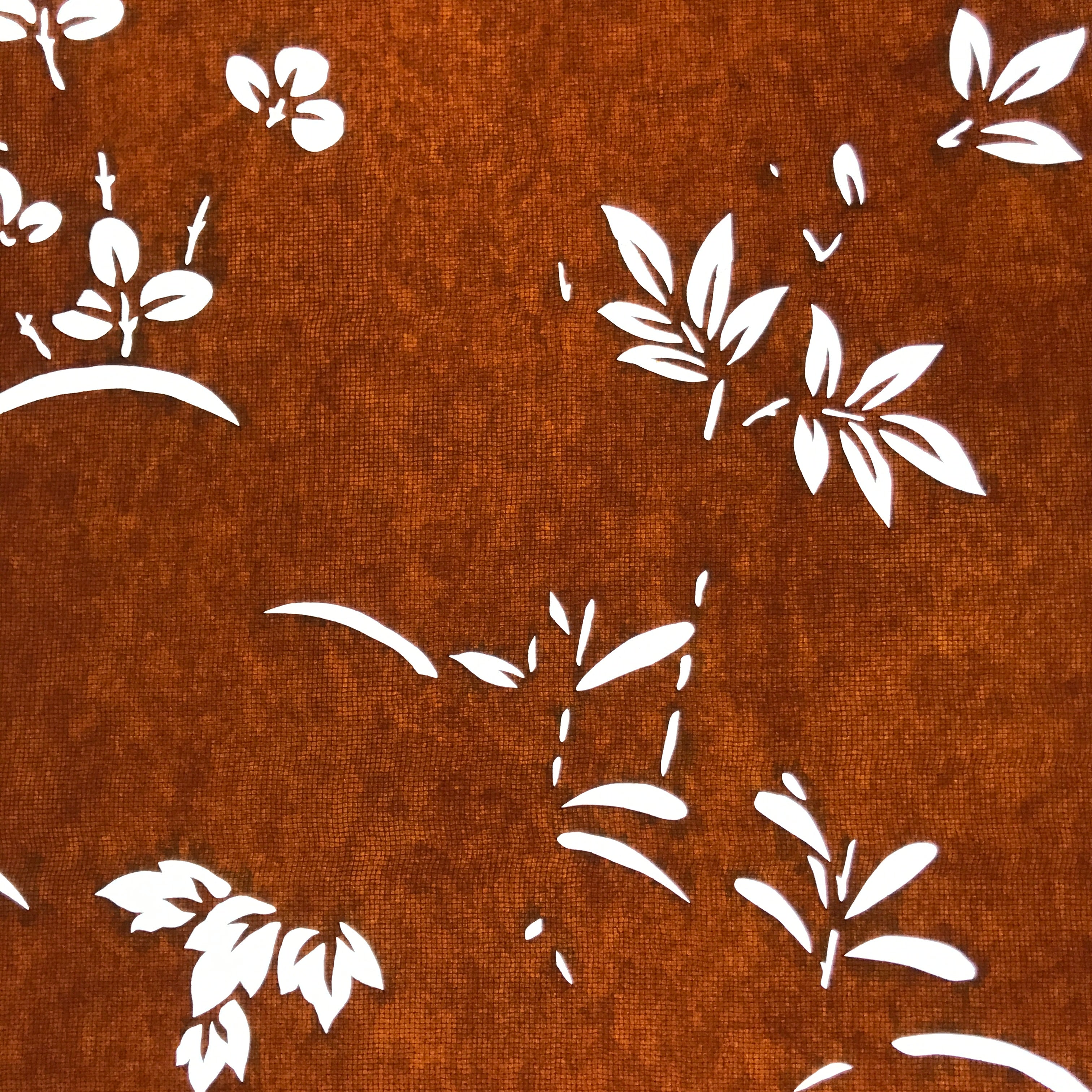 Antique Japanese Katagami Paper Kimono Stencil Katazome Leaf Plant Design C972