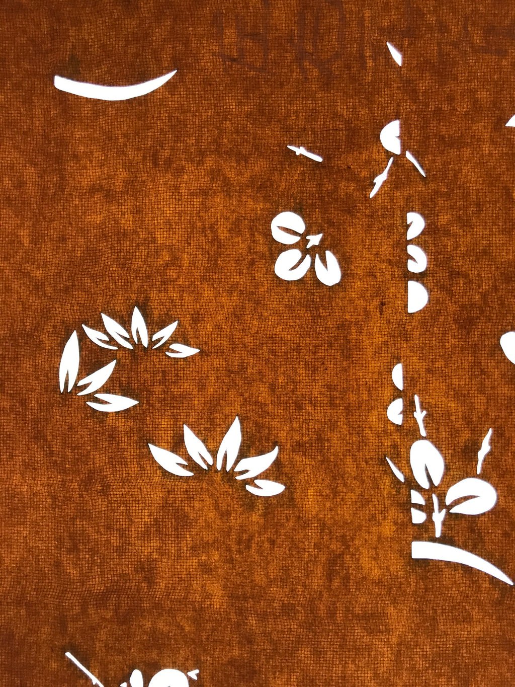 Antique Japanese Katagami Paper Kimono Stencil Katazome Leaf Plant Design C973