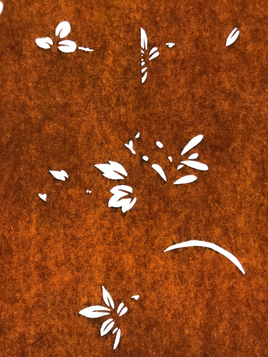 Antique Japanese Katagami Paper Kimono Stencil Katazome Leaf Plant Design C975