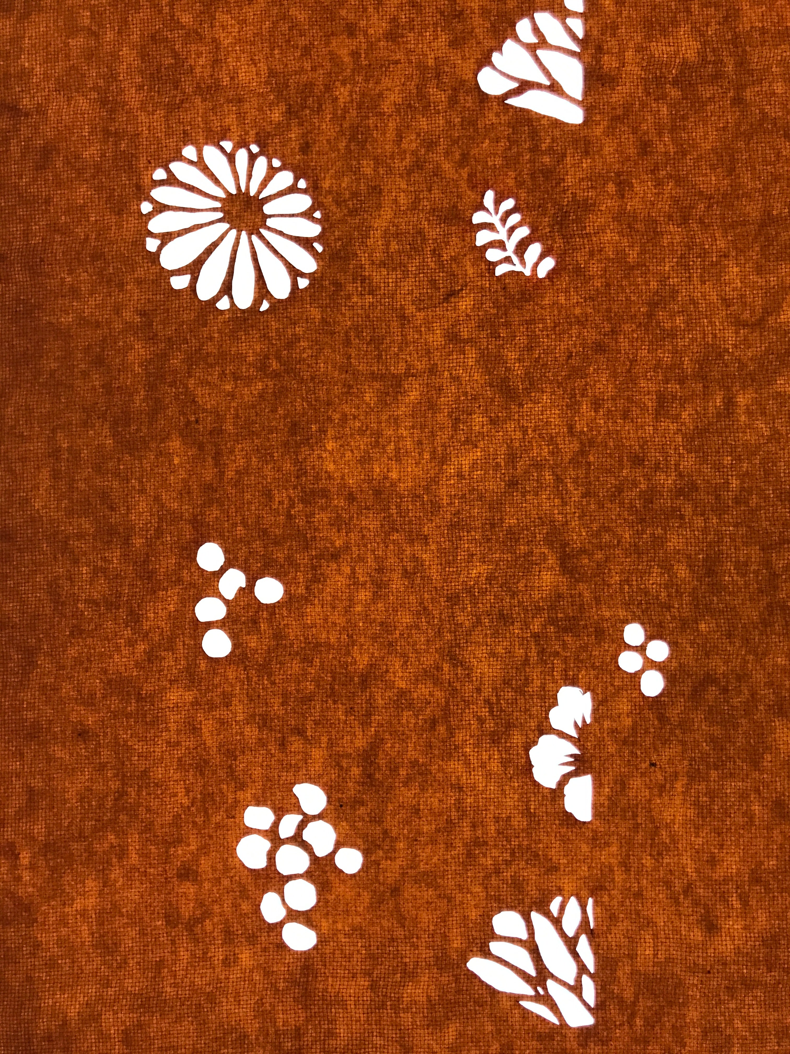 Antique Japanese Katagami Paper Kimono Stencil Katazome Leaf Plant Design C976