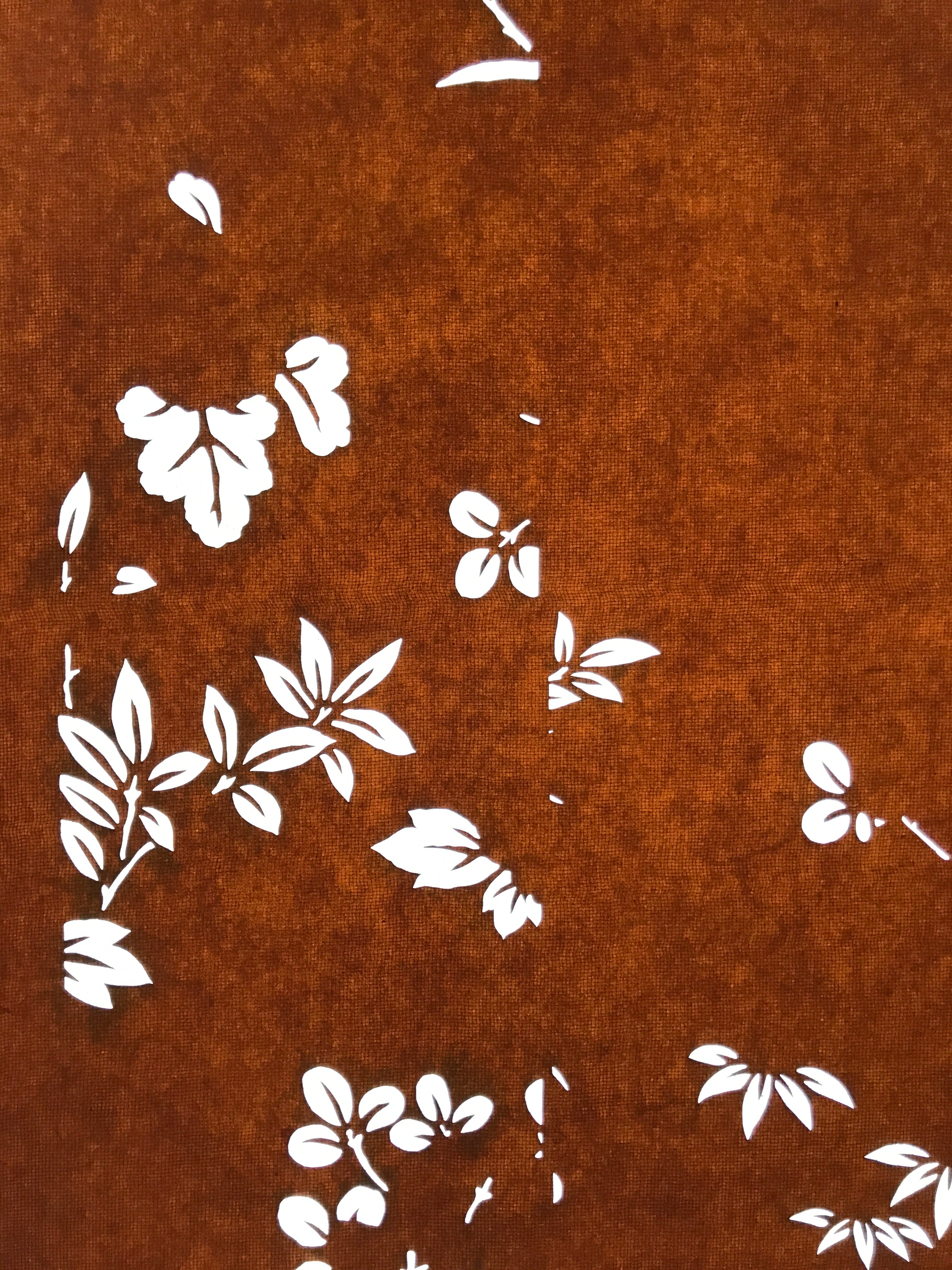Antique Japanese Katagami Paper Kimono Stencil Katazome Leaf Plant Design C978