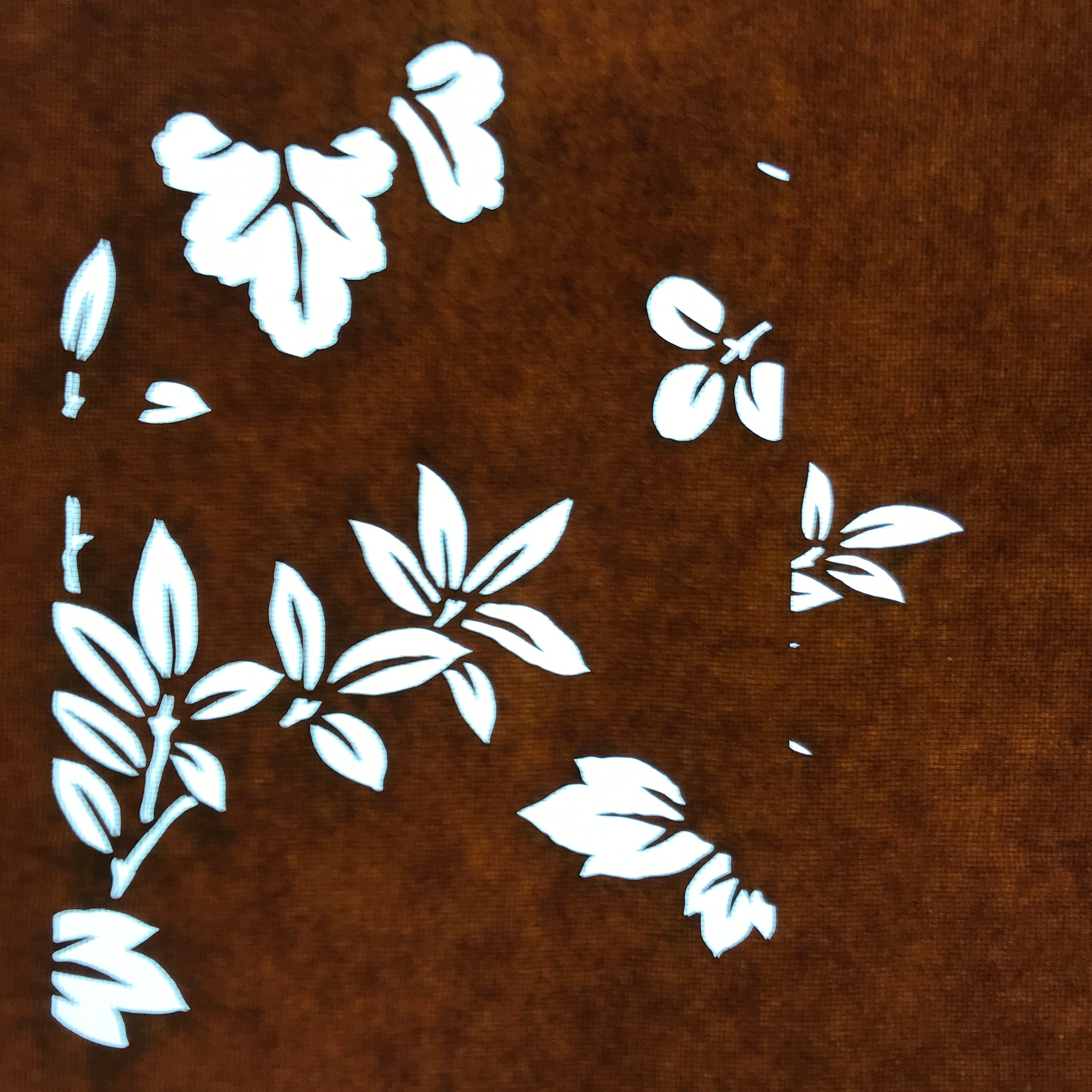 Antique Japanese Katagami Paper Kimono Stencil Katazome Leaf Plant Design C978