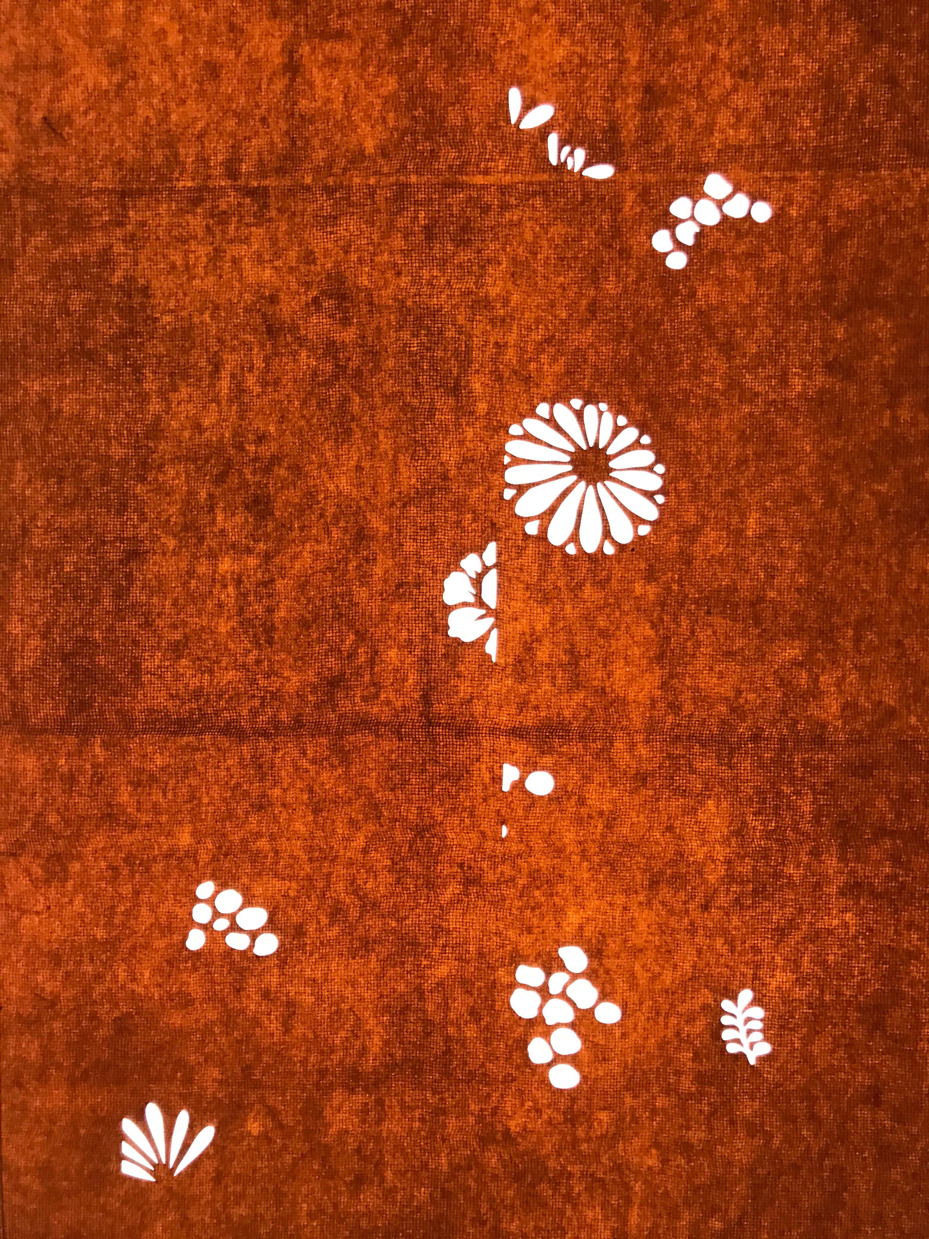 Antique Japanese Katagami Paper Kimono Stencil Katazome Leaf Plant Design C979