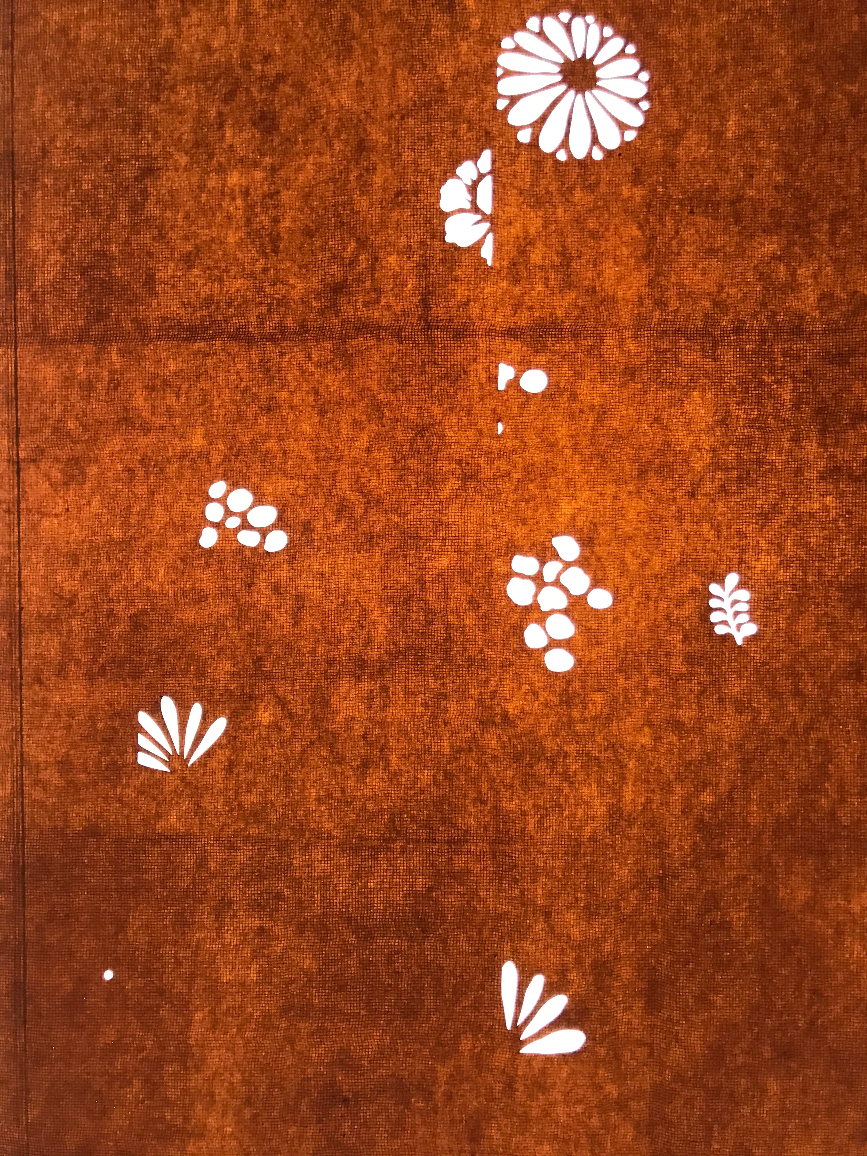 Antique Japanese Katagami Paper Kimono Stencil Katazome Leaf Plant Design C979