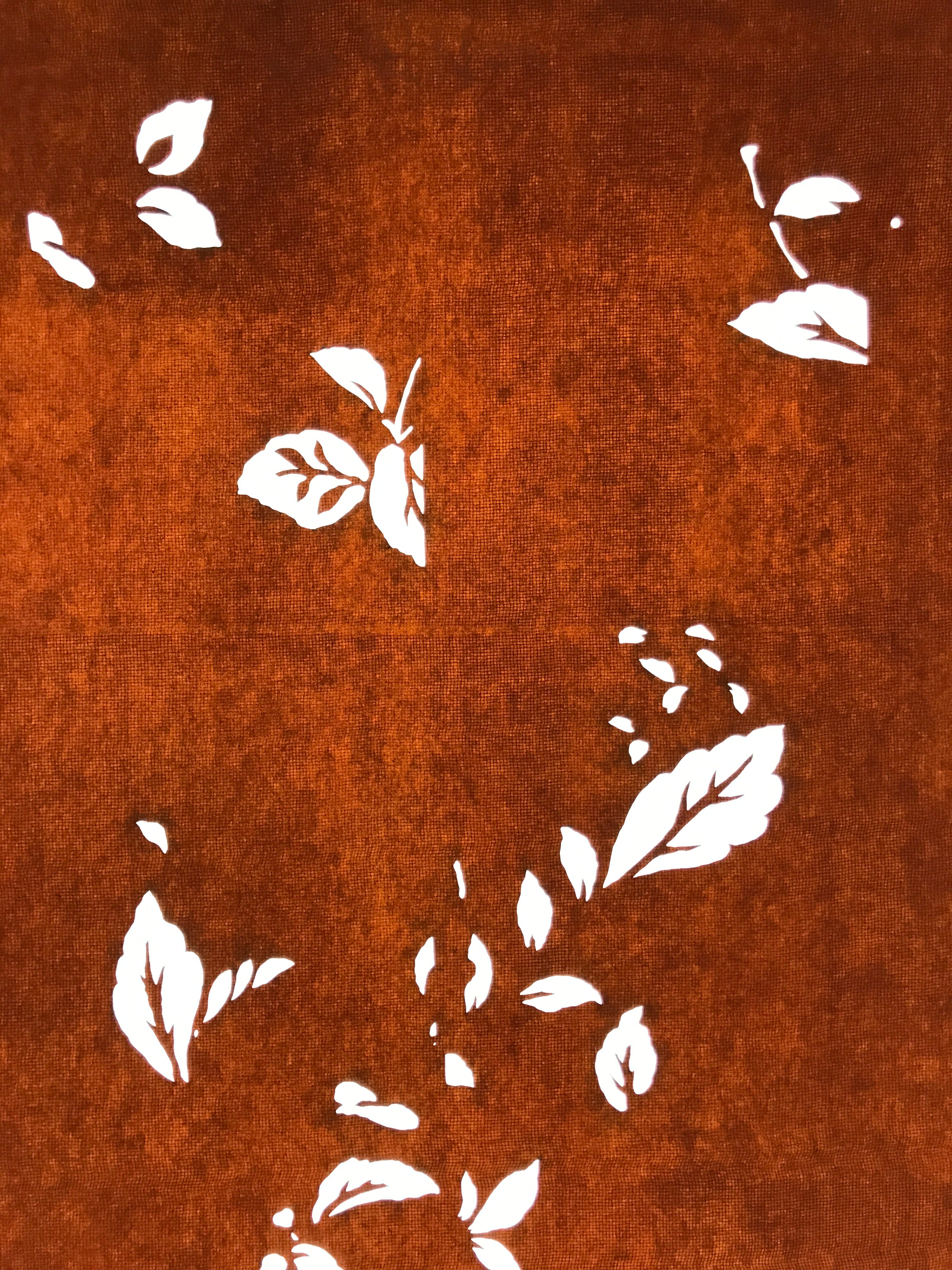 Antique Japanese Katagami Paper Kimono Stencil Katazome Leaf Plant Design C980