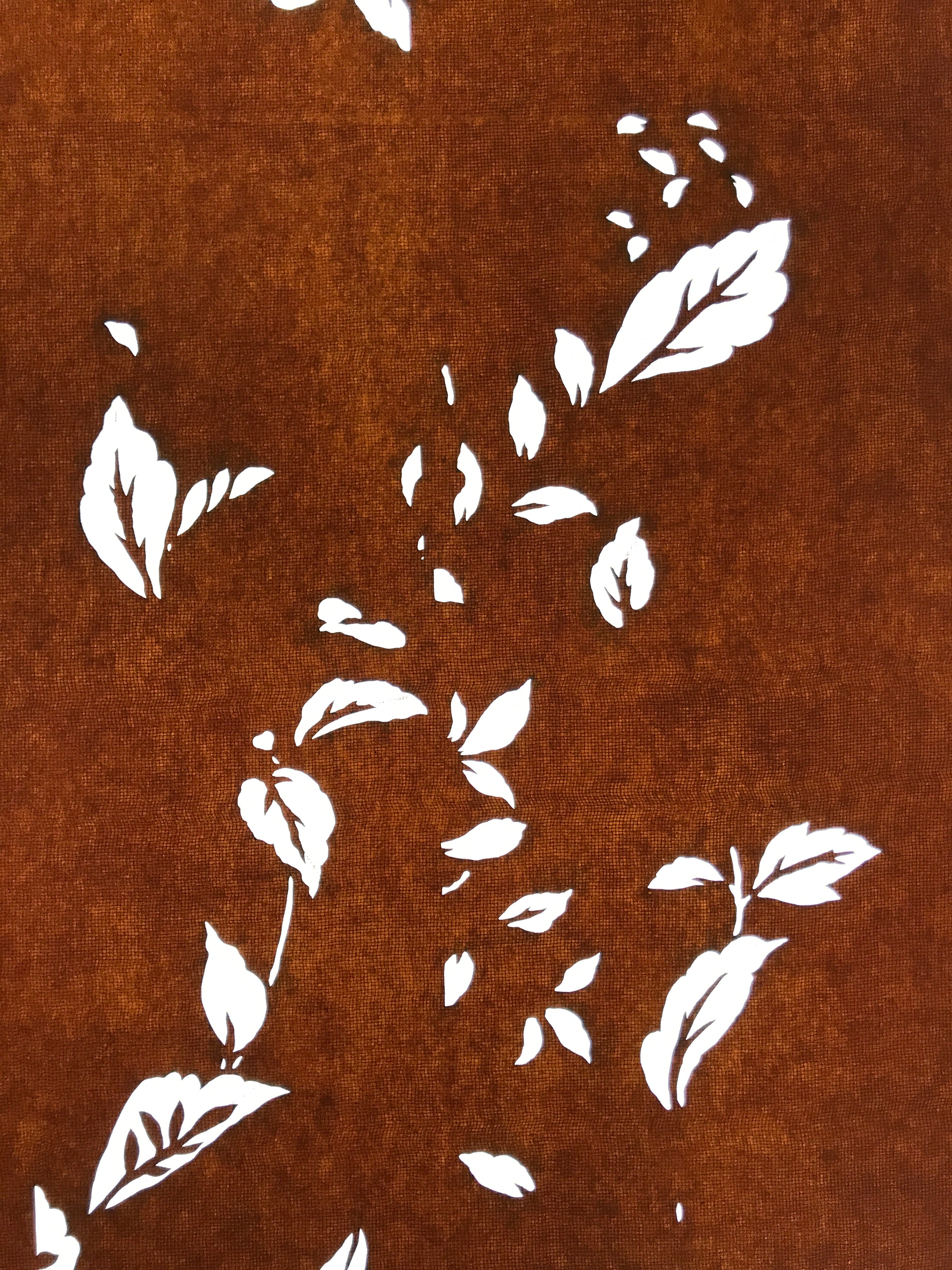 Antique Japanese Katagami Paper Kimono Stencil Katazome Leaf Plant Design C980