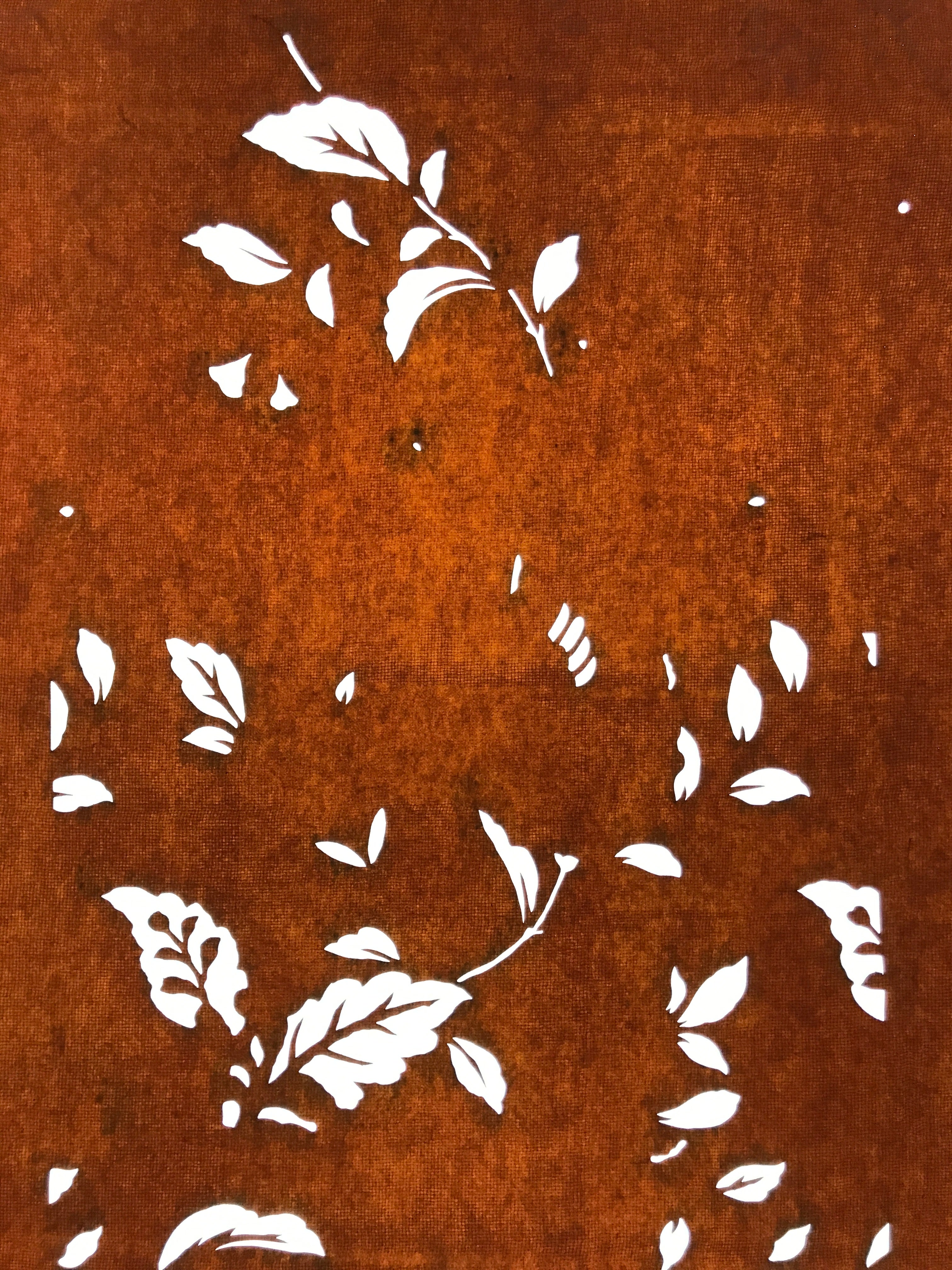 Antique Japanese Katagami Paper Kimono Stencil Katazome Leaf Plant Design C981