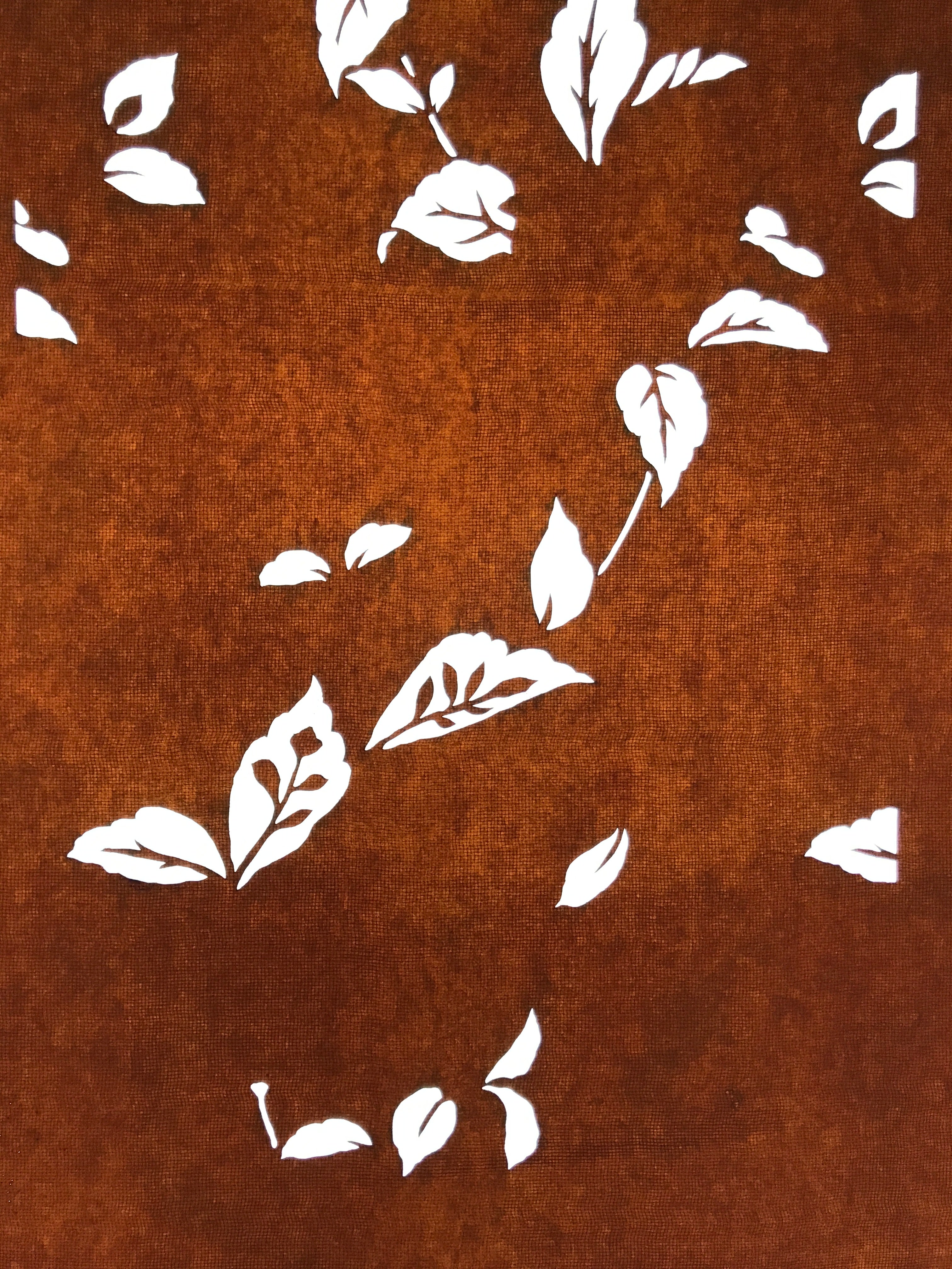 Antique Japanese Katagami Paper Kimono Stencil Katazome Leaf Plant Design C983